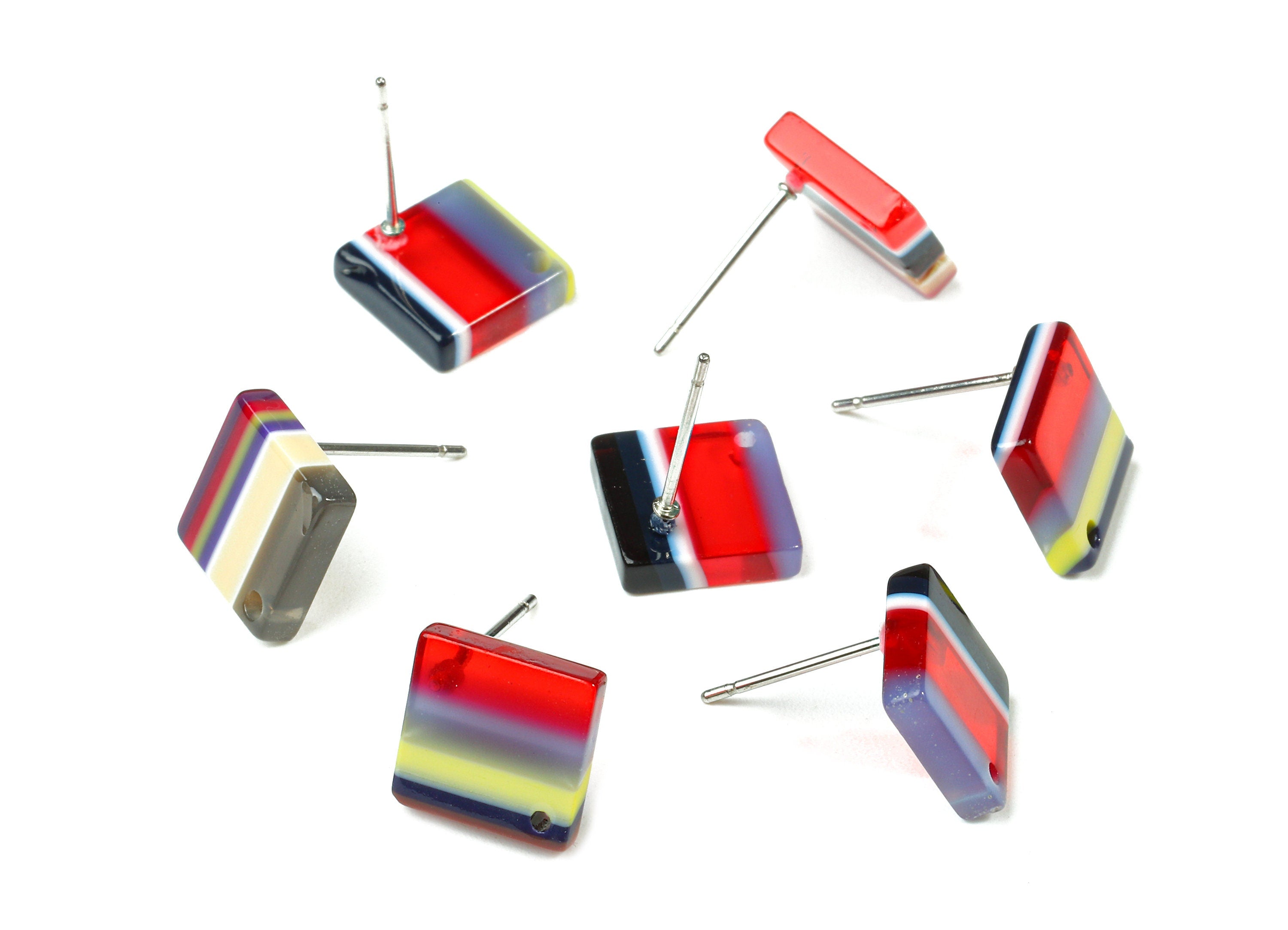 Acetate Square Earring Post - Acetate Square Earring Stud - Acetate Earring Post Findings - Color Code: A147 - 9.9x9.9x2.72mm - AC1205D - DOMEDBAZAAR