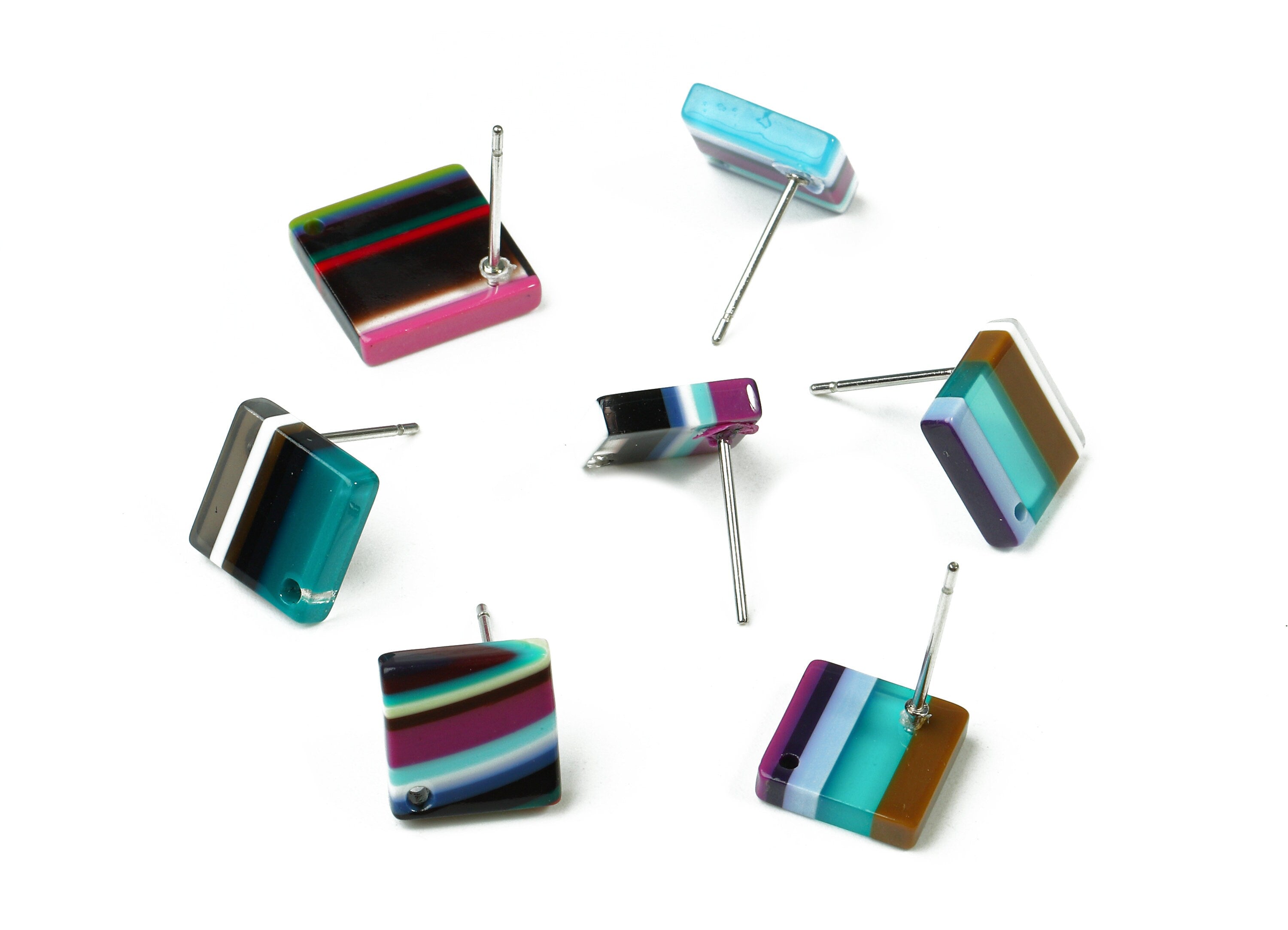Acetate Square Earring Post - Acetate Square Earring Stud - Acetate Earring Post Findings - Color Code: A150 - 9.9x9.9x2.72mm - AC1205E - DOMEDBAZAAR
