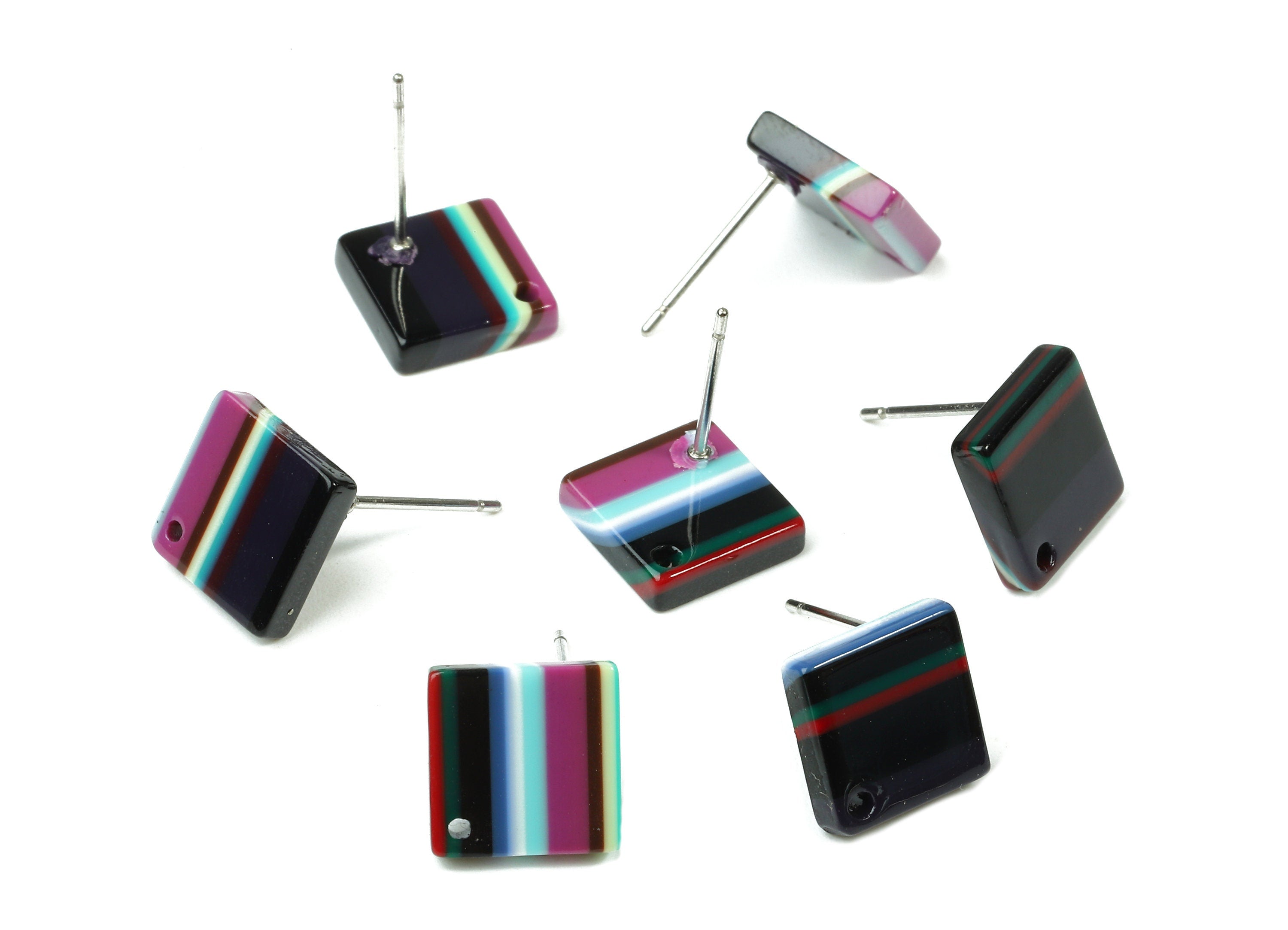 Acetate Square Earring Post - Acetate Square Earring Stud - Acetate Earring Post Findings - Color Code: A150 - 9.9x9.9x2.72mm - AC1205F - DOMEDBAZAAR
