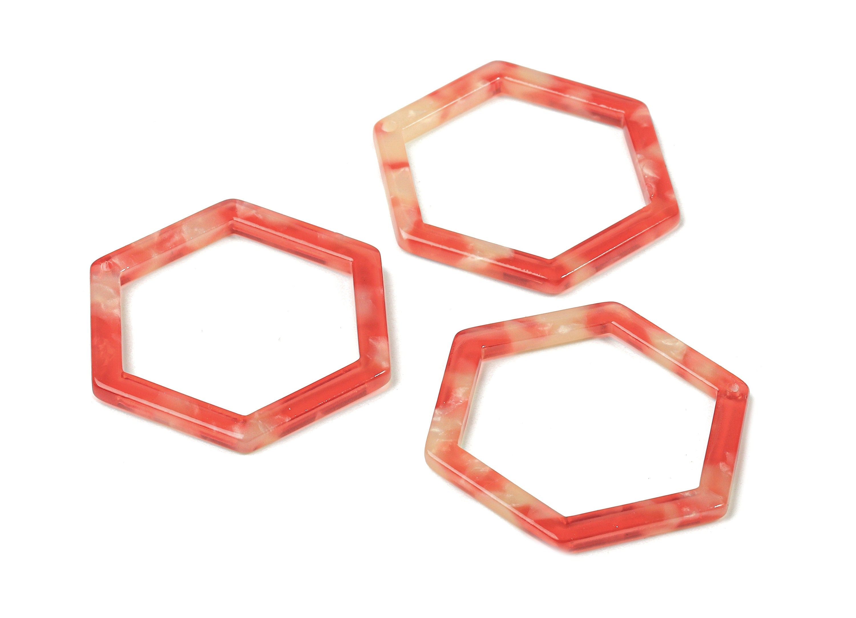 Acetate Hexagon Charms - Hexagon Earrings and Pendant - Earring Findings - 1 Hole - Color Code: A34 - 37.2x32.6x2.95mm - AC1124-A34 - DOMEDBAZAAR