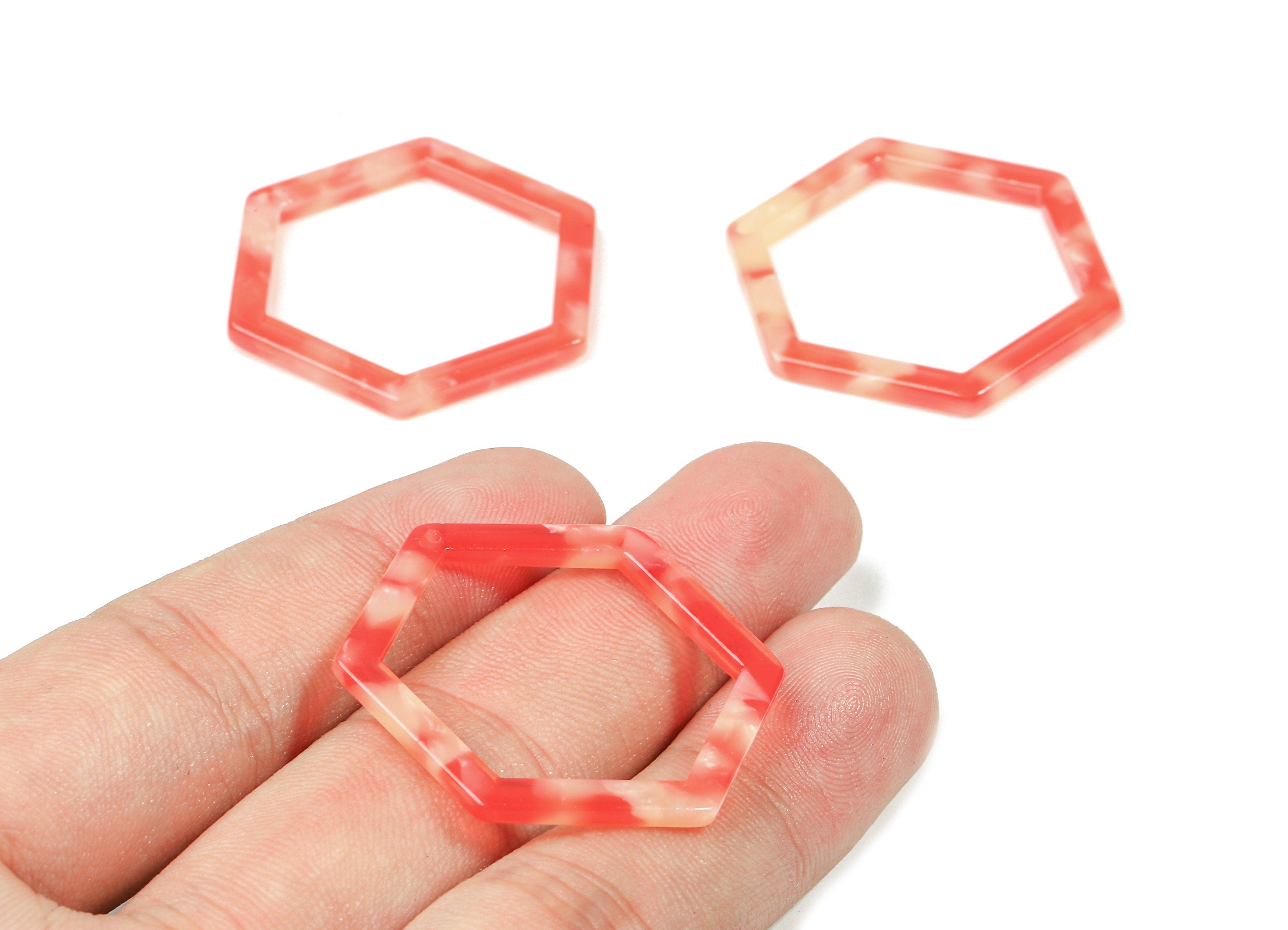 Acetate Hexagon Charms - Hexagon Earrings and Pendant - Earring Findings - 1 Hole - Color Code: A34 - 37.2x32.6x2.95mm - AC1124-A34 - DOMEDBAZAAR