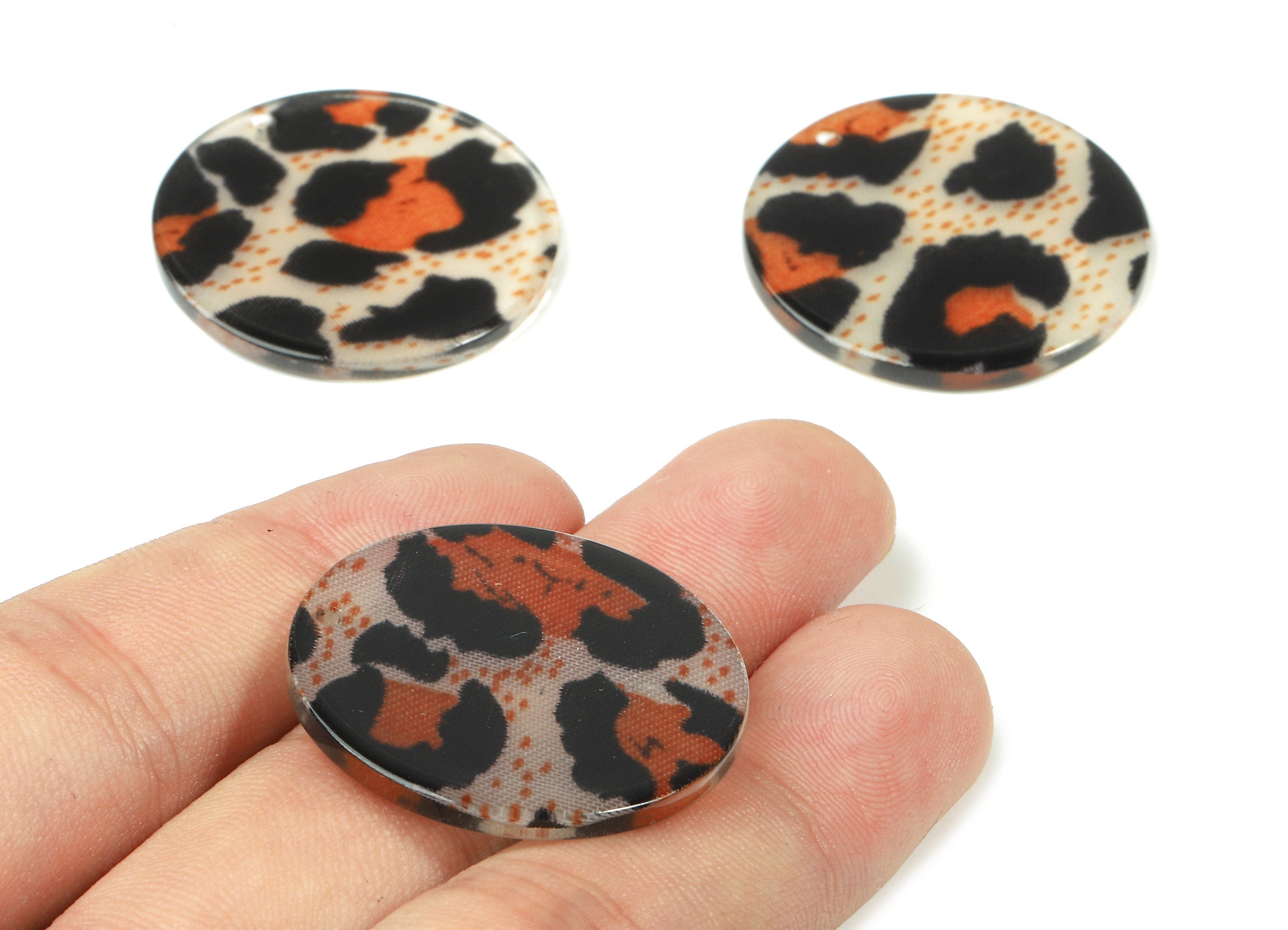 Acrylic Round Charms - Round Earring and Pendant - Earring Findings - Jewelry Supplies - Color Code: A374 - 30.77x30.77x2.11mm - AC1427-A374 - DOMEDBAZAAR