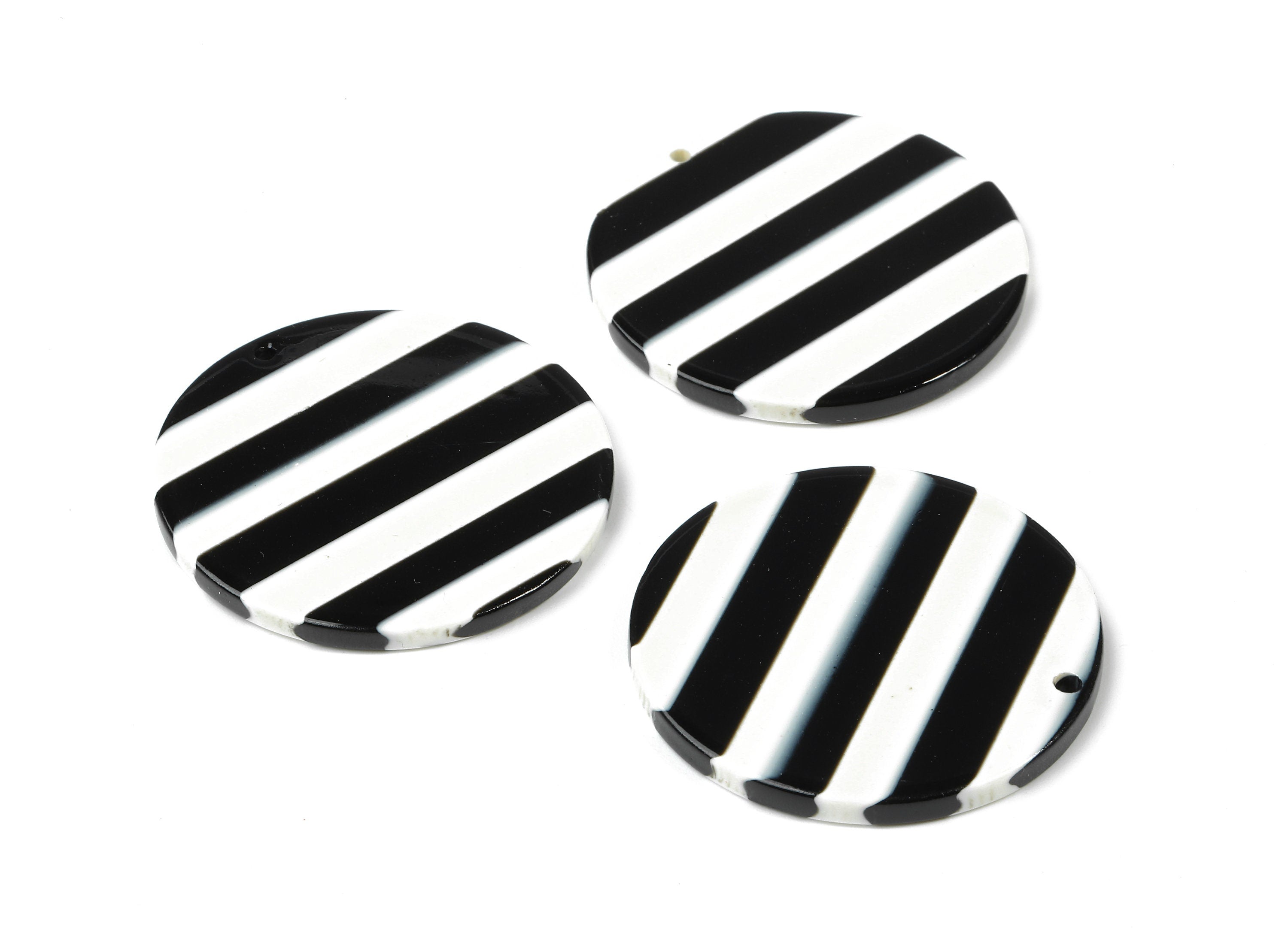 Acetate Round Charms - Round Earrings and Pendant - Zebra Earrings - Jewelry Supplies - Color Code: A64 - 35.15x35.15x2.67mm - AC1711-A64 - DOMEDBAZAAR