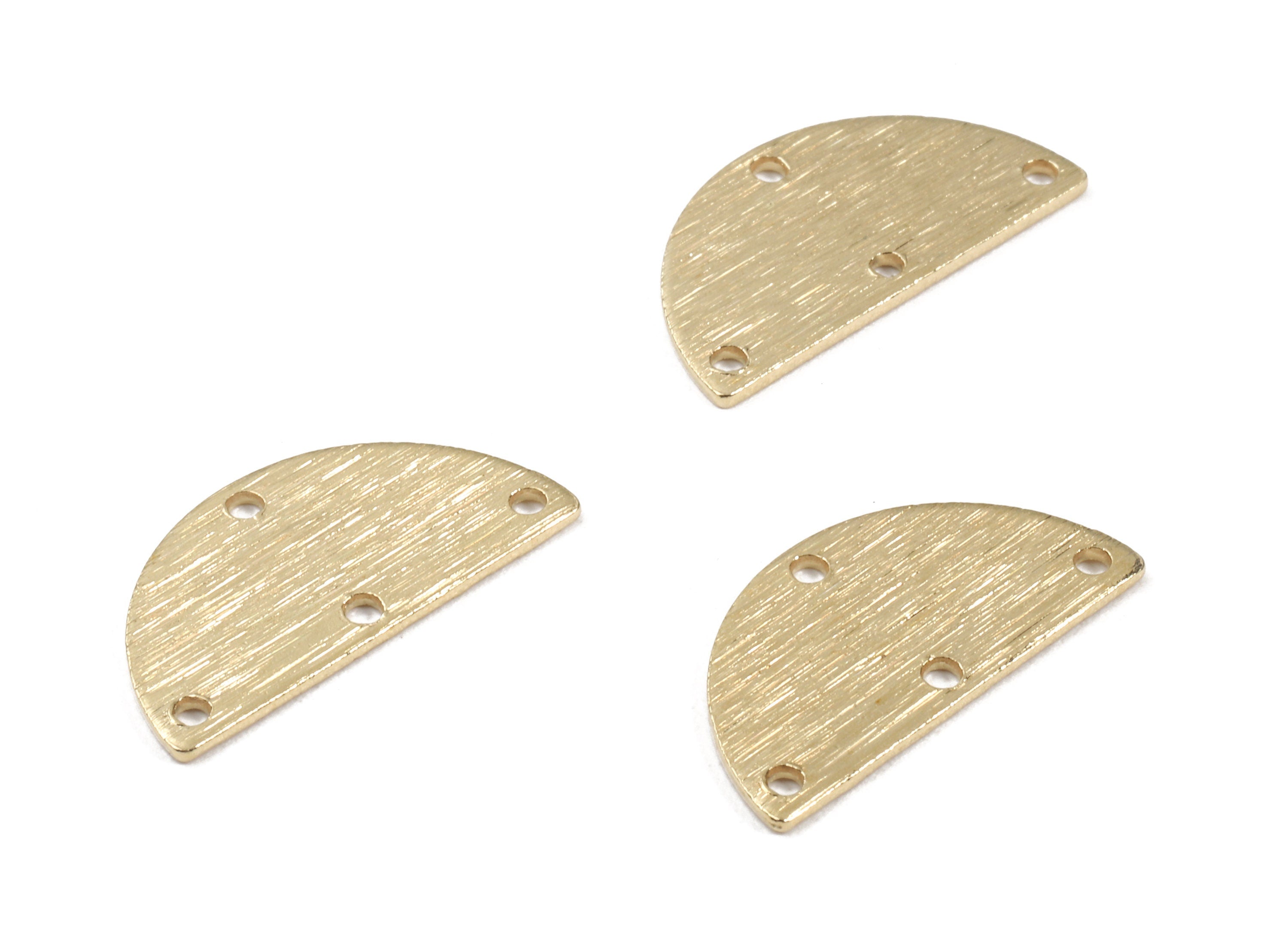 Brass Half Moon Connector - Raw Brass Semicircle Earring Connectors - Textured Brass 4 Hole - Jewelry Supplies - 21x10.5x0.84mm - PP3015 - DOMEDBAZAAR
