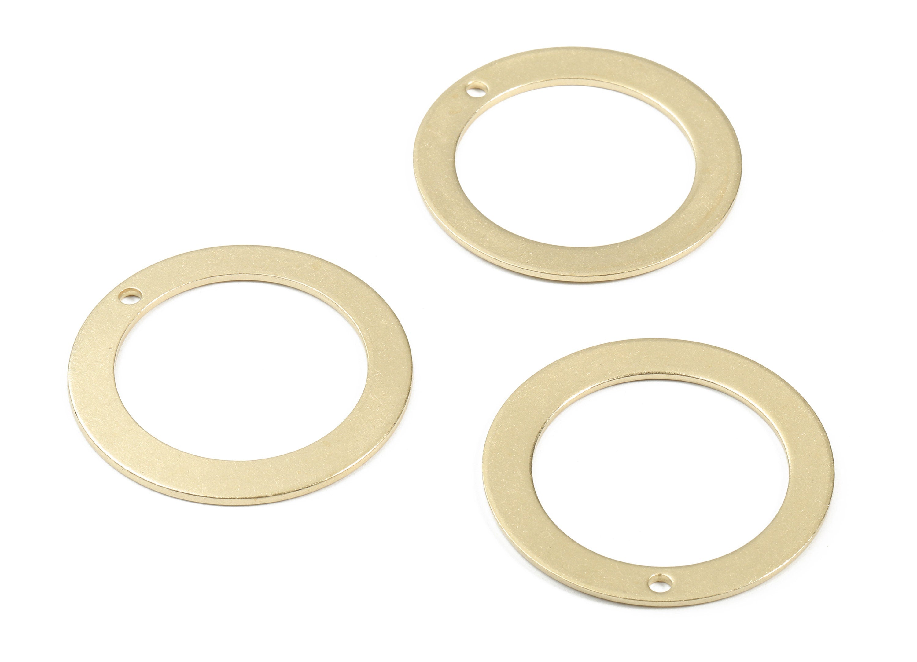 Brass Hoop Charms - Raw Brass Round Earrings and Pendant - Brass Round Necklace - Jewelry Supplies - 45.19x45.19x1.67mm - PP3016 - DOMEDBAZAAR