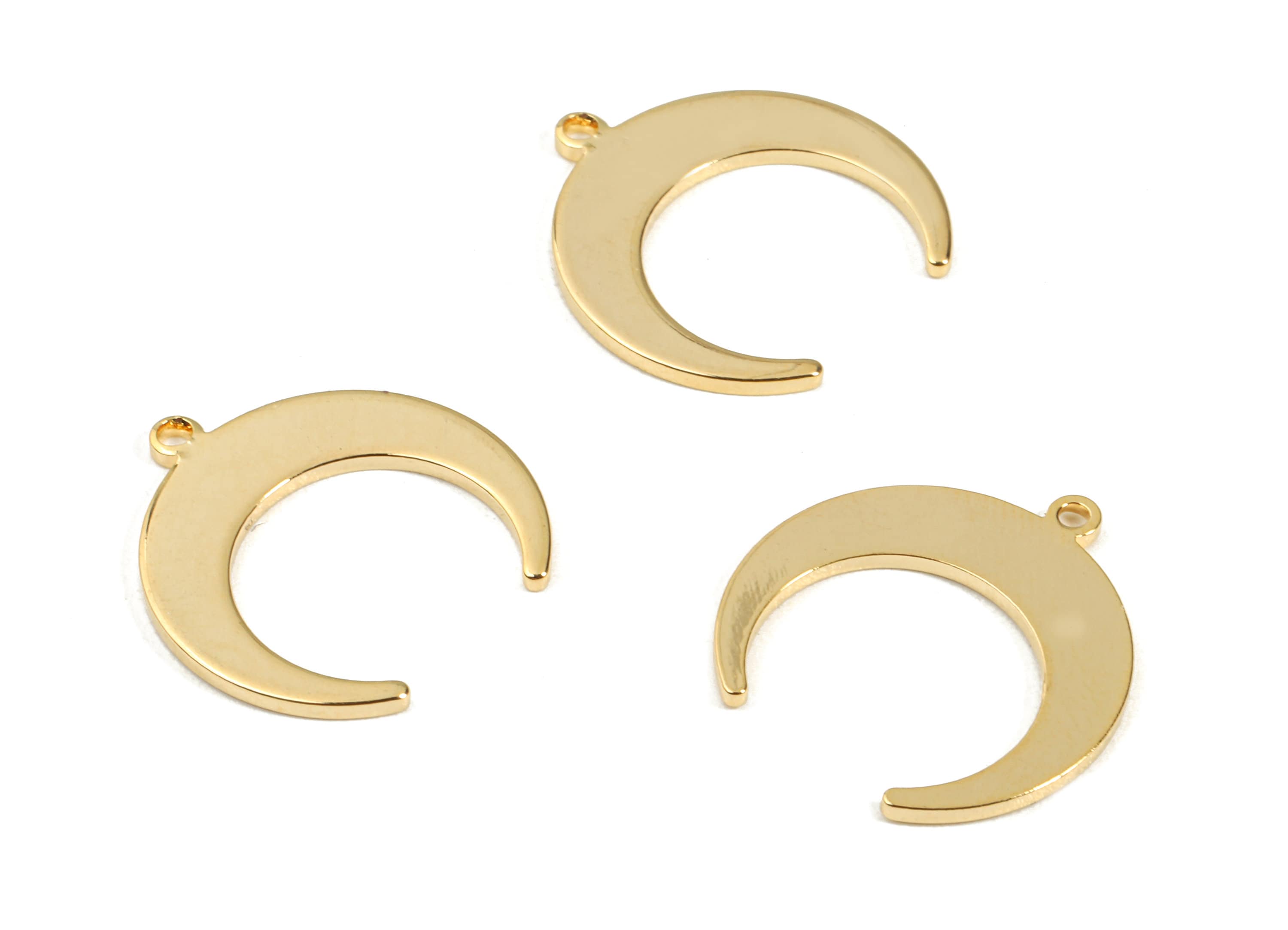 Brass Crescent Moon Earring Charms - Brass Crescent Moon Earring Pendant - 18K Real Gold Plating Brass - 18x6.9x1.03mm - RGP2322 - DOMEDBAZAAR