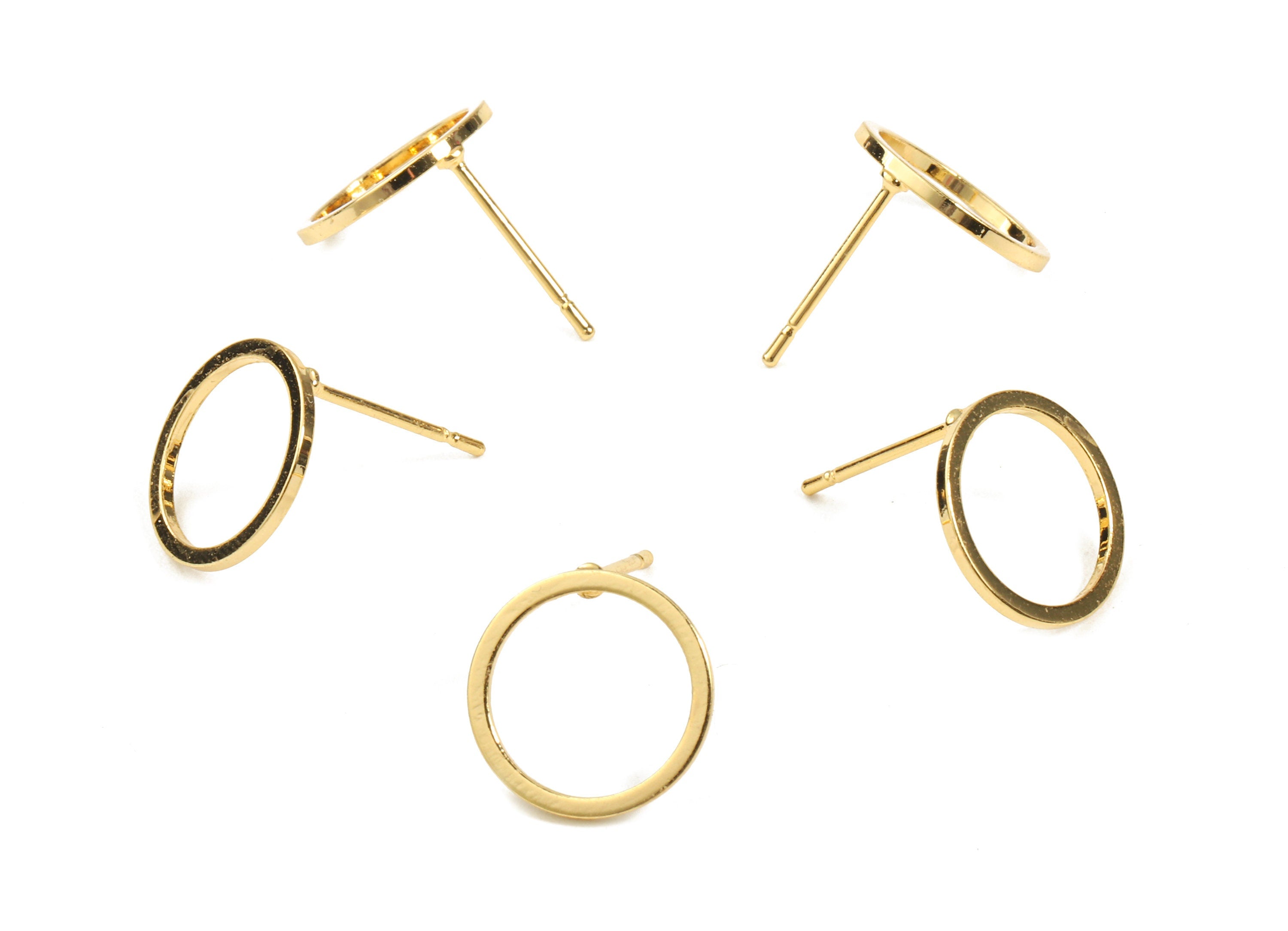 Brass Hoop Earing Post - Brass Hoop Earring Stud - 18K Real Gold Plated Brass - Jewelry Supplies - 12.05x1.08x0.94mm - RGP2318 - DOMEDBAZAAR