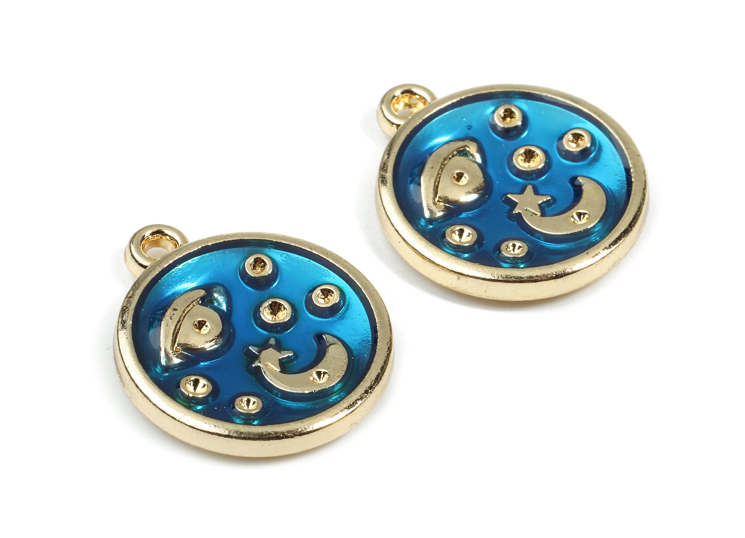 Alloy Universe Charms - Zinc Alloy Universe Earrings - Universe Pendant - Enamel Pendant - Gold Tone Plated - 21.17x18.14x3.05mm - ZZ1457 - DOMEDBAZAAR