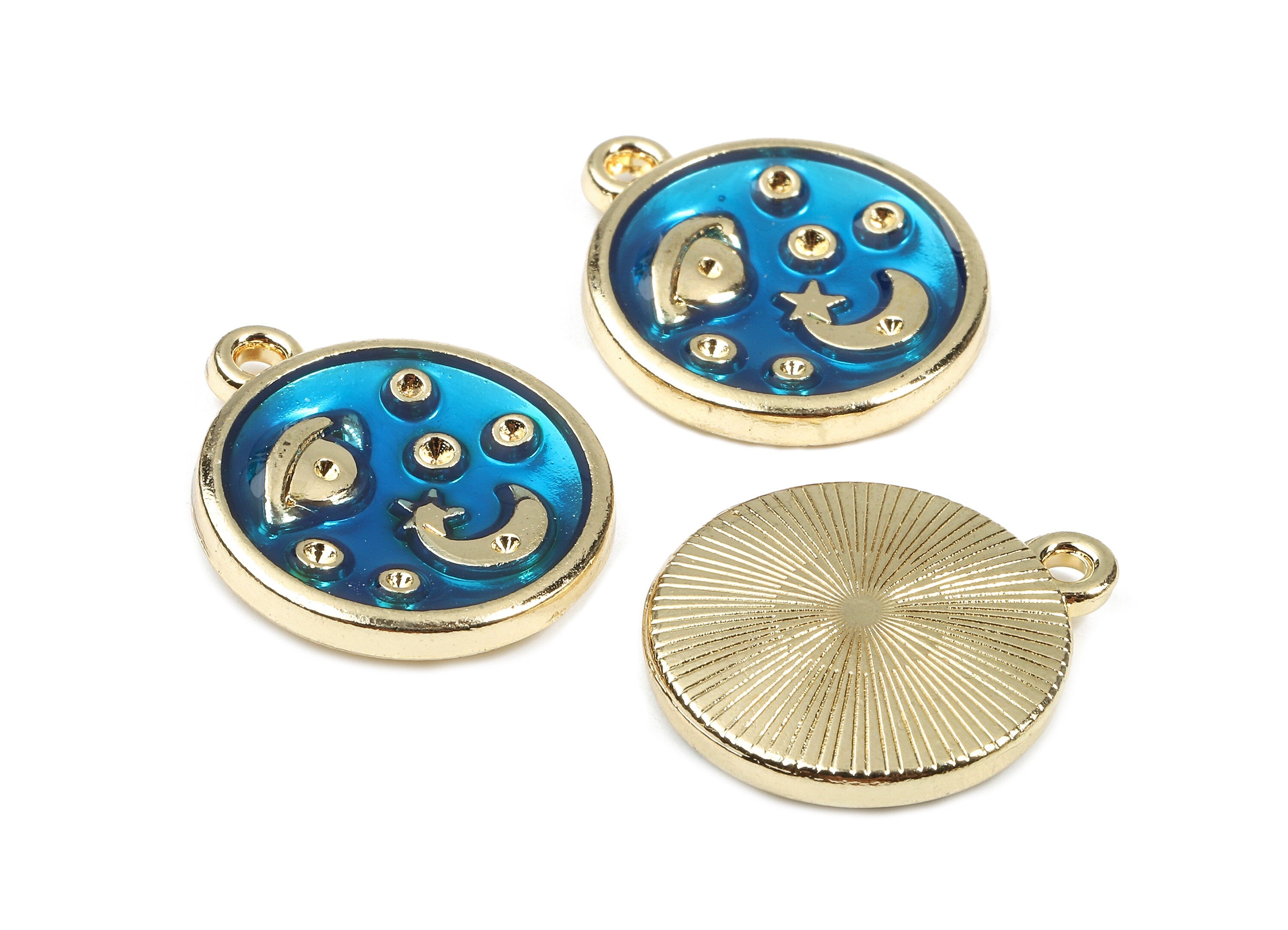 Alloy Universe Charms - Zinc Alloy Universe Earrings - Universe Pendant - Enamel Pendant - Gold Tone Plated - 21.17x18.14x3.05mm - ZZ1457 - DOMEDBAZAAR