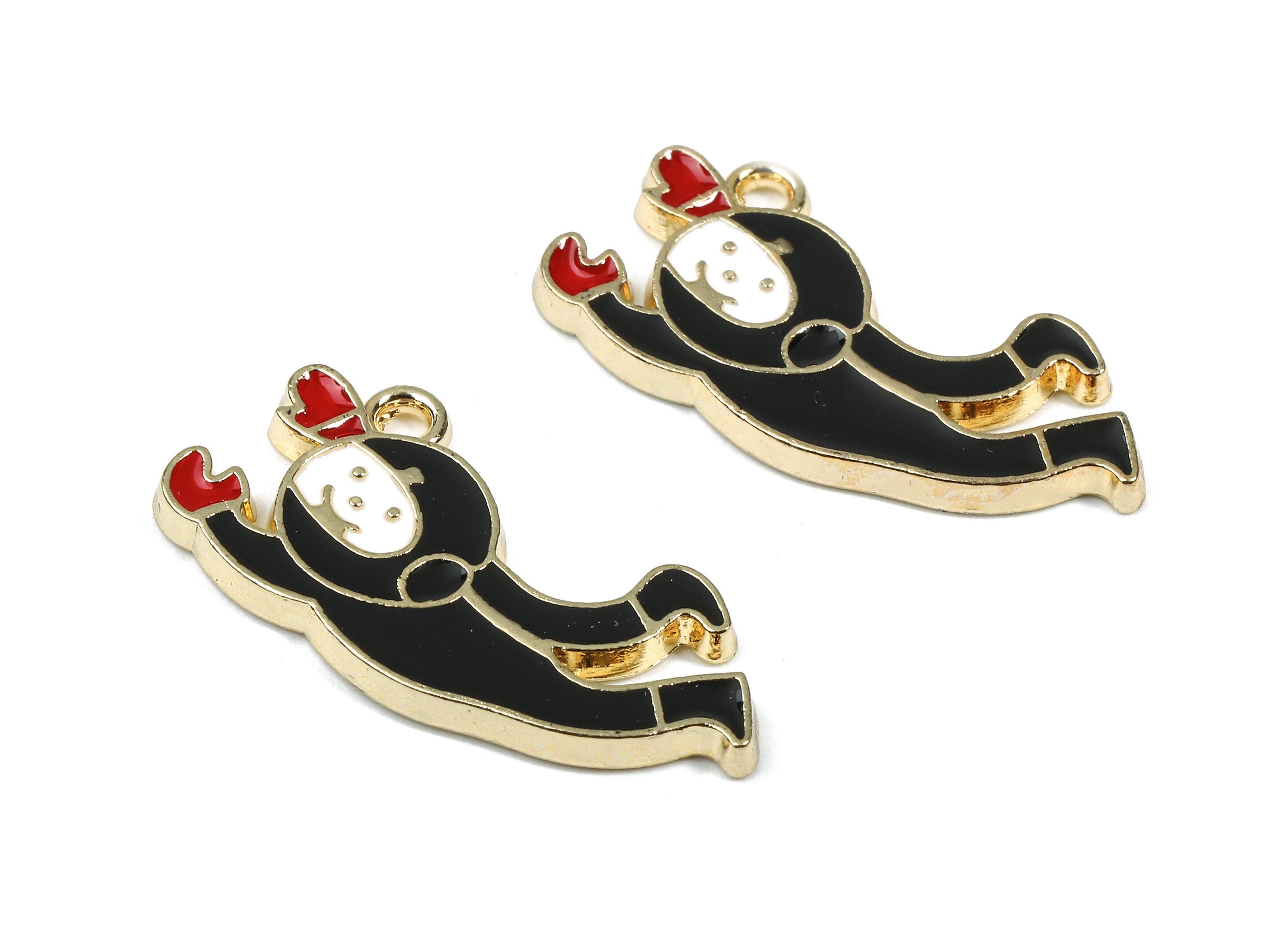 Alloy Astronaut Charms - Zinc Alloy Astronaut Earrings - Astronaut Pendant - Enamel Pendant - Gold Tone Plated - 25.21x12.02x1.74mm - ZZ1455 - DOMEDBAZAAR