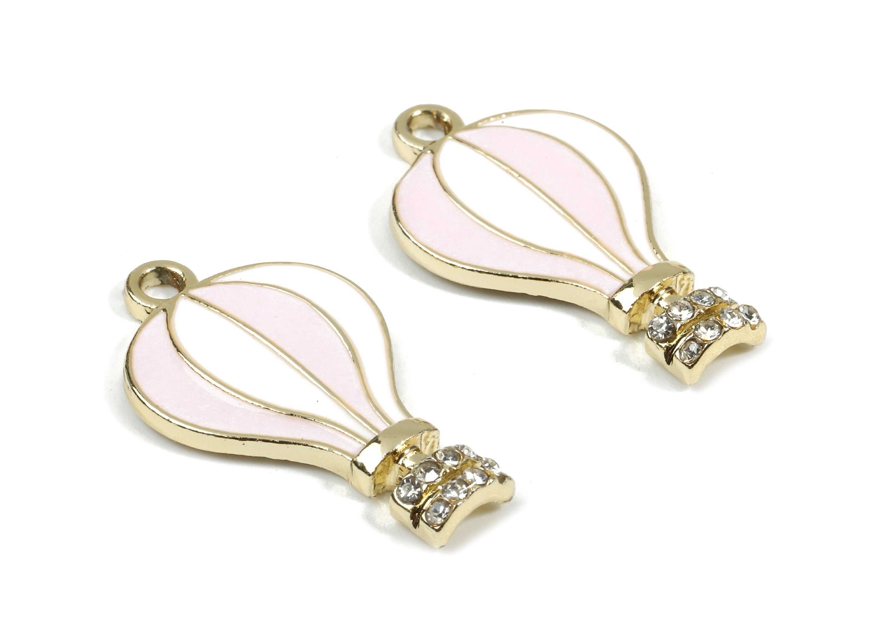 Alloy Hot Air Balloon Charms - Zinc Alloy Hot Air Balloon Enamel Pendant Earing - Gold Tone Plated - 27.08x15.37x3.32mm - ZZ1578 - DOMEDBAZAAR