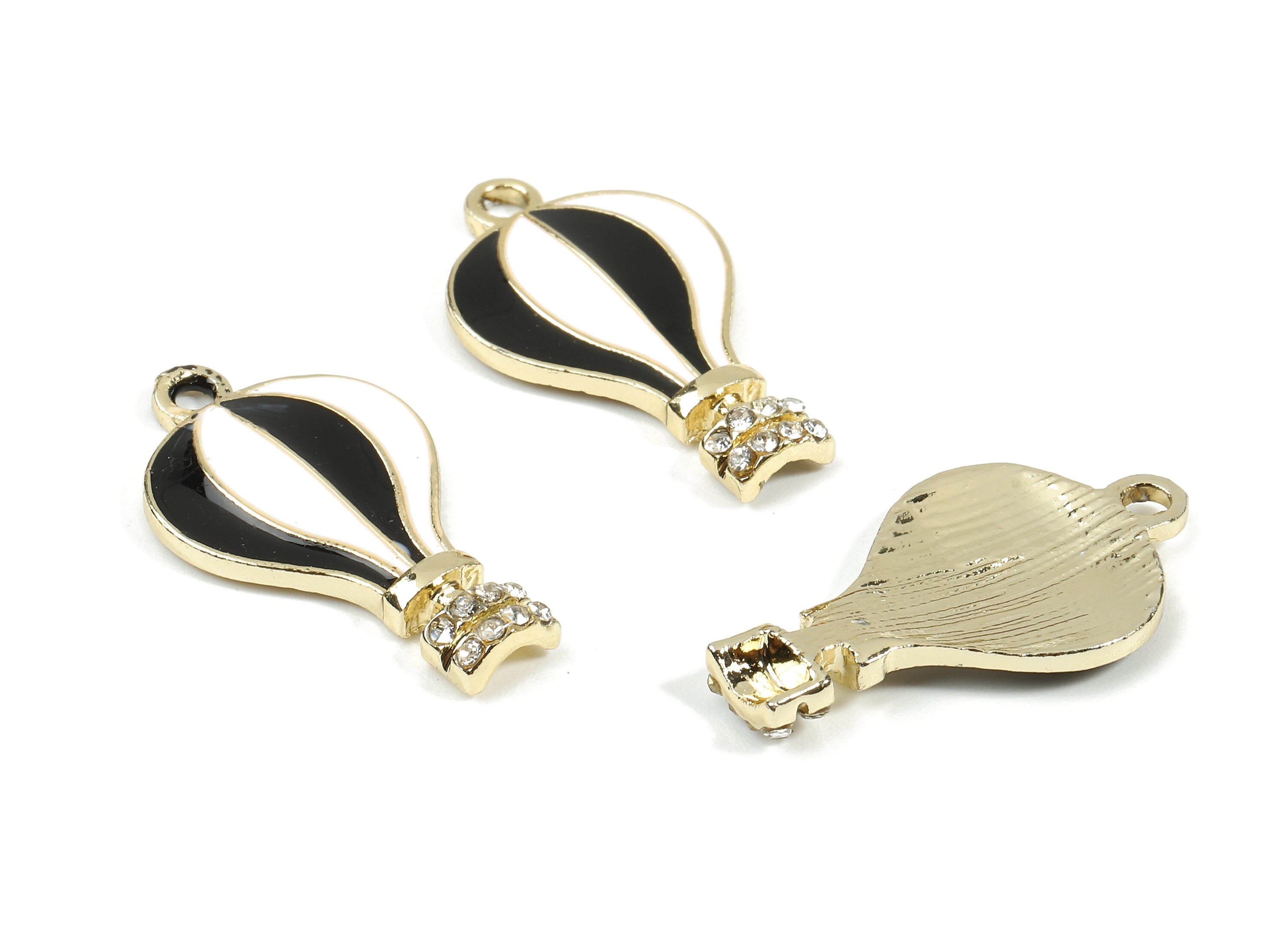 Alloy Hot Air Balloon Charms - Zinc Alloy Hot Air Balloon Enamel Pendant Earing - Gold Tone Plated - 27.08x15.37x3.32mm - ZZ1543 - DOMEDBAZAAR
