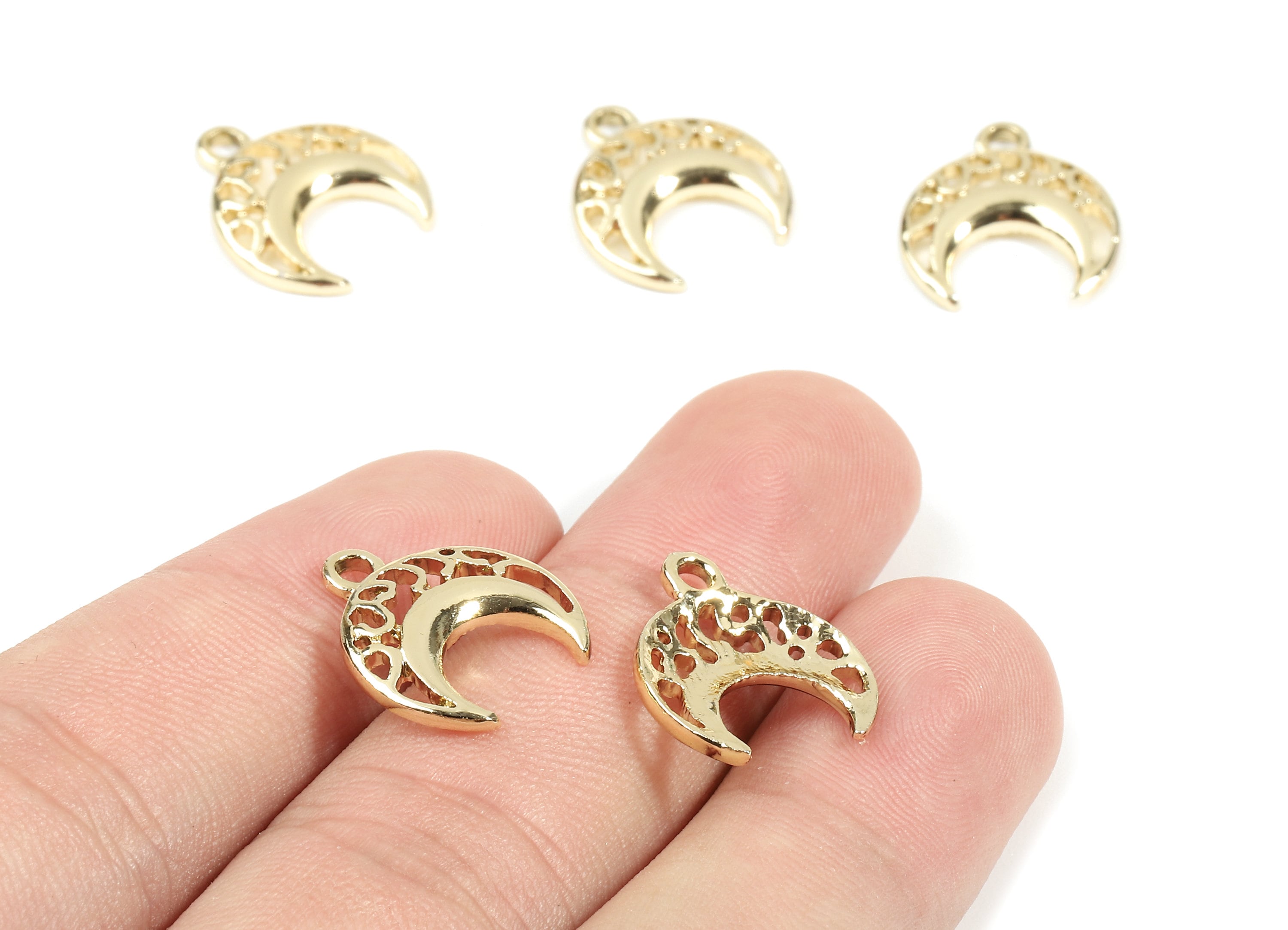 Alloy Half Moon Charms - Zinc Alloy Half Moon Earrings and Pendant - Gold Tone Plated - Earring Findings - 14.5x10.17x2.23mm - ZZ1538 - DOMEDBAZAAR
