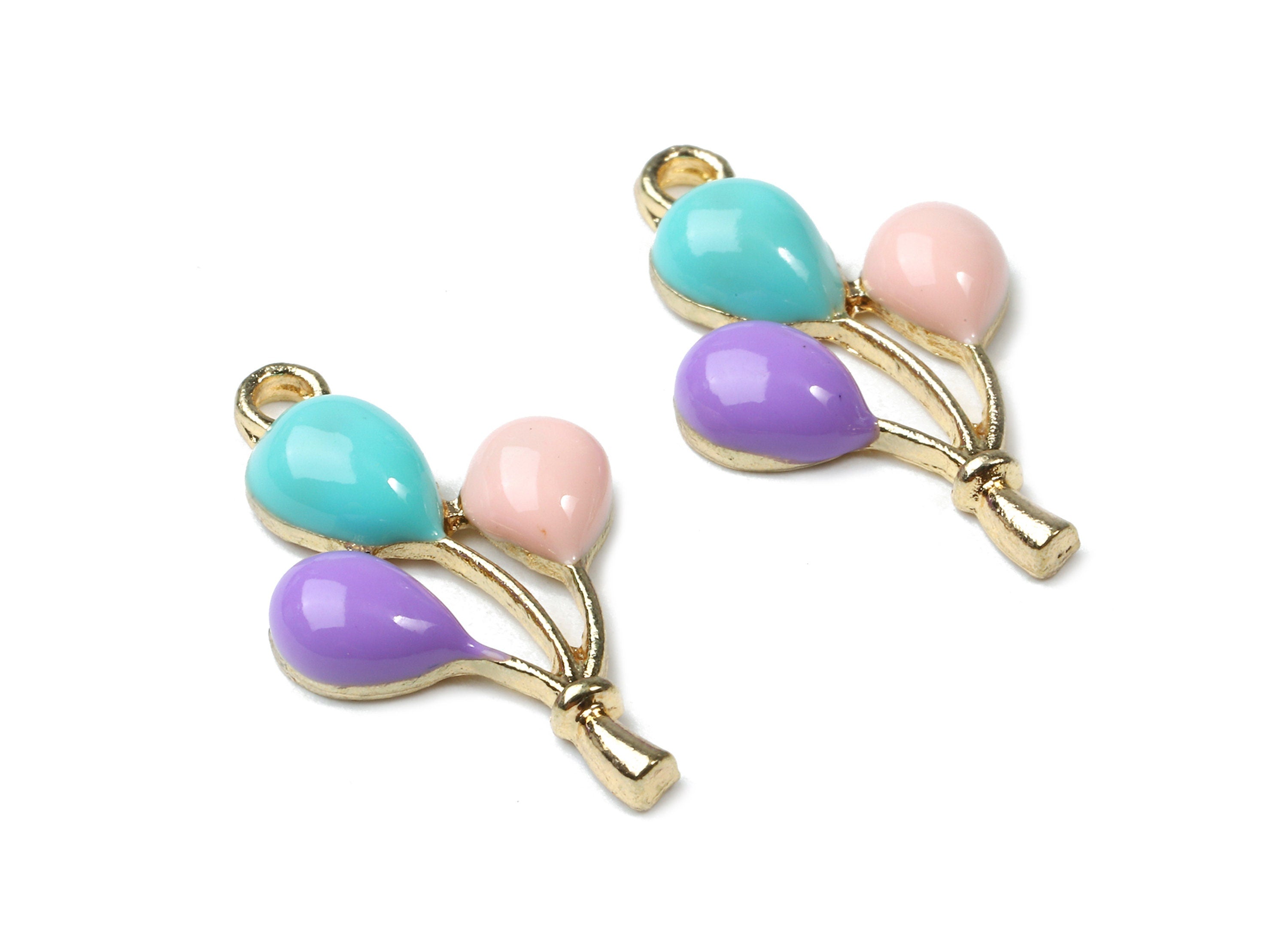 Alloy Balloon Charms - Zinc Alloy Balloon Earrings and Pendant - Enamel Pendant - Gold Tone Plated - 25.06x14.76x3.64mm - ZZ1444 - DOMEDBAZAAR