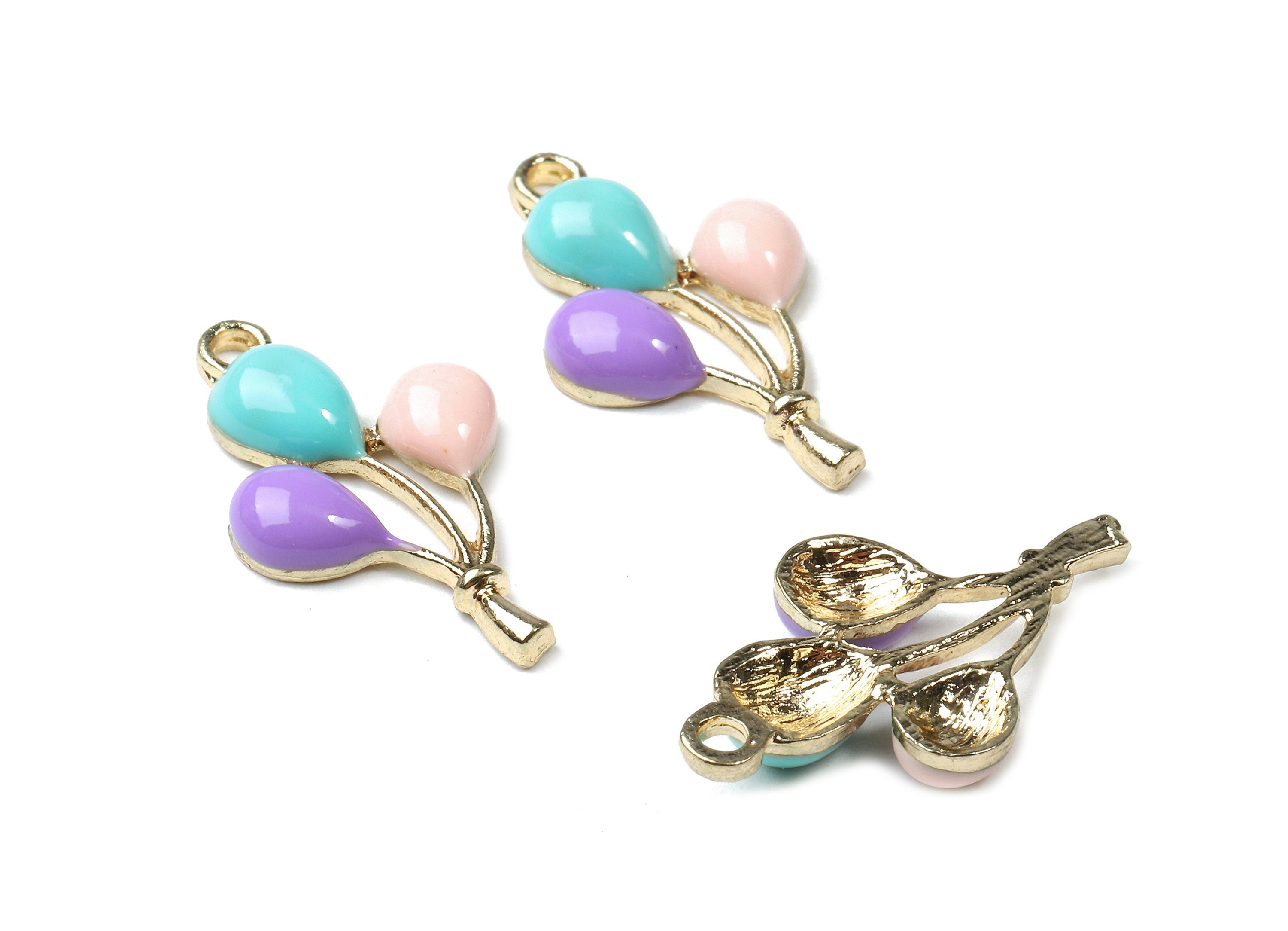 Alloy Balloon Charms - Zinc Alloy Balloon Earrings and Pendant - Enamel Pendant - Gold Tone Plated - 25.06x14.76x3.64mm - ZZ1444 - DOMEDBAZAAR