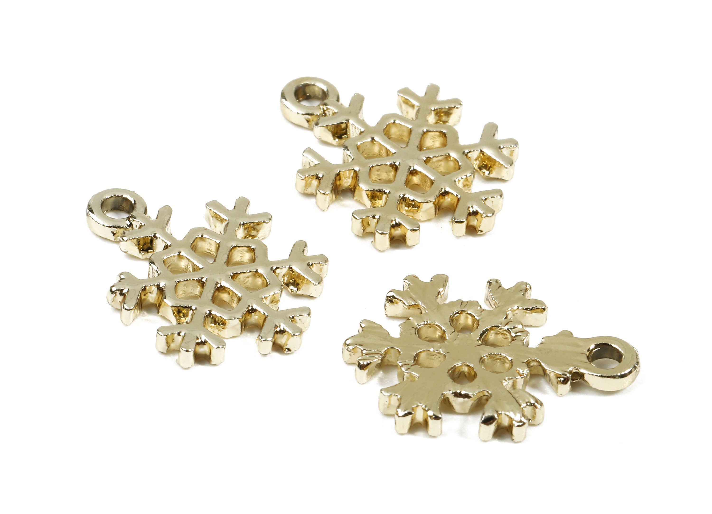 Alloy Snowflake Charms - Zinc Alloy Snowflake Earrings and Pendant - Gold Tone Plated - Earring Findings - 17.66x12.78x1.81mm - ZZ1508 - DOMEDBAZAAR