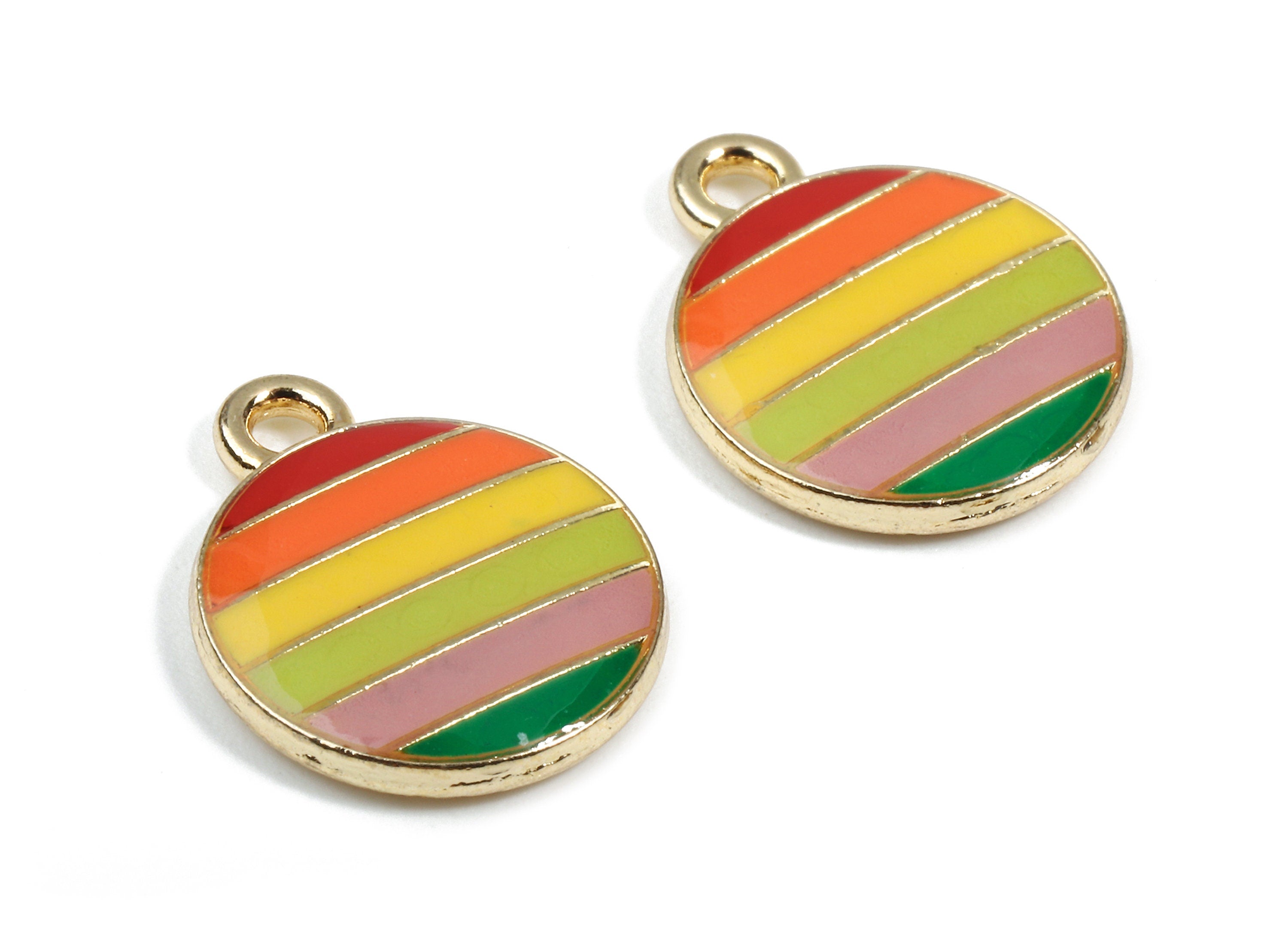 Alloy Round Charms - Zinc Alloy Round Earrings - Round Bracelet Pendant - Enamel Pendant - Gold Tone Plated - 15.49x12.39x2.62mm - ZZ1442 - DOMEDBAZAAR