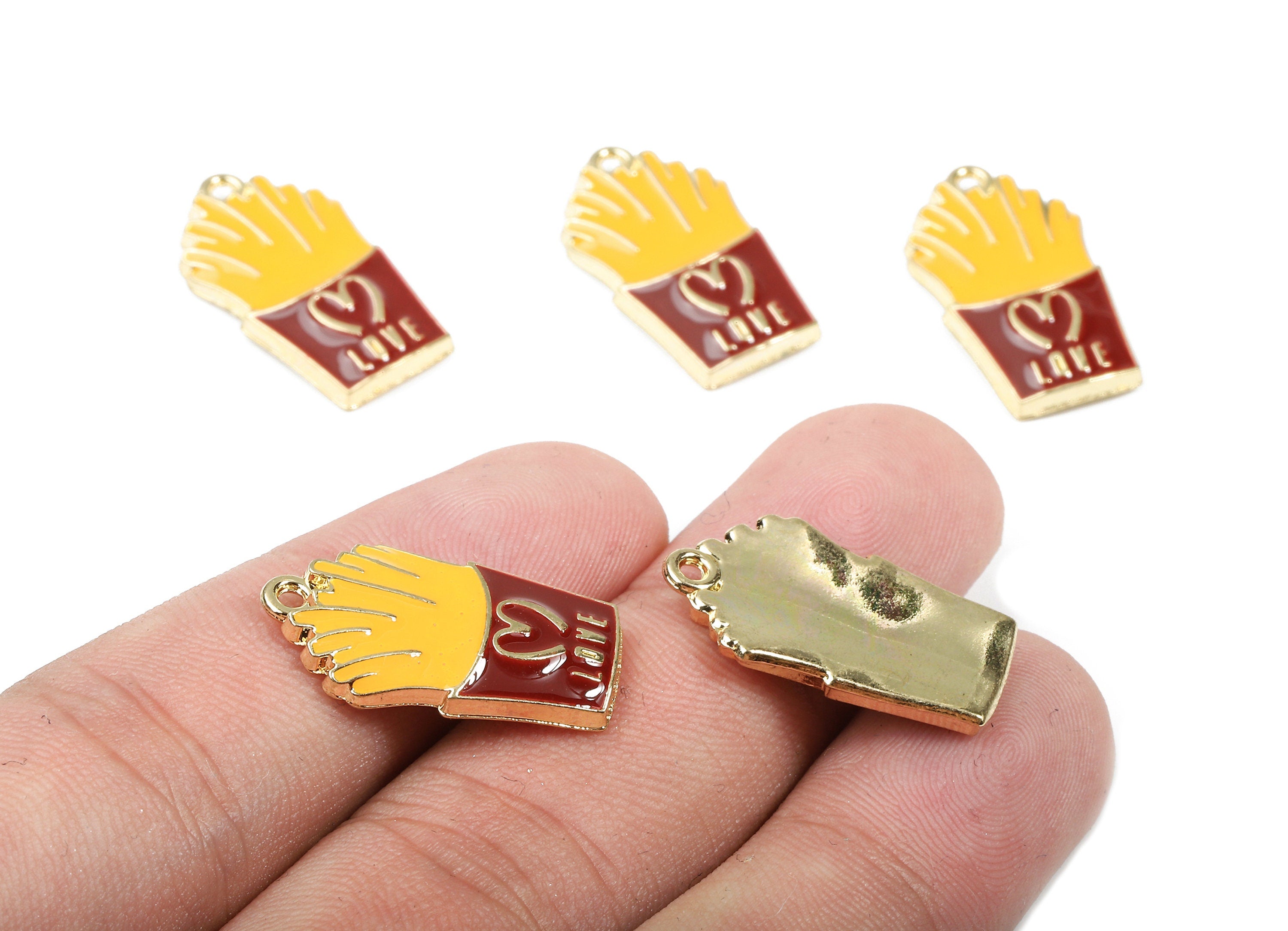 Alloy French Charms - Zinc Alloy French Earrings - French Bracelet Pendant - Enamel Pendant - Gold Tone Plated - 23.05x13.45x2.81mm - ZZ1450 - DOMEDBAZAAR