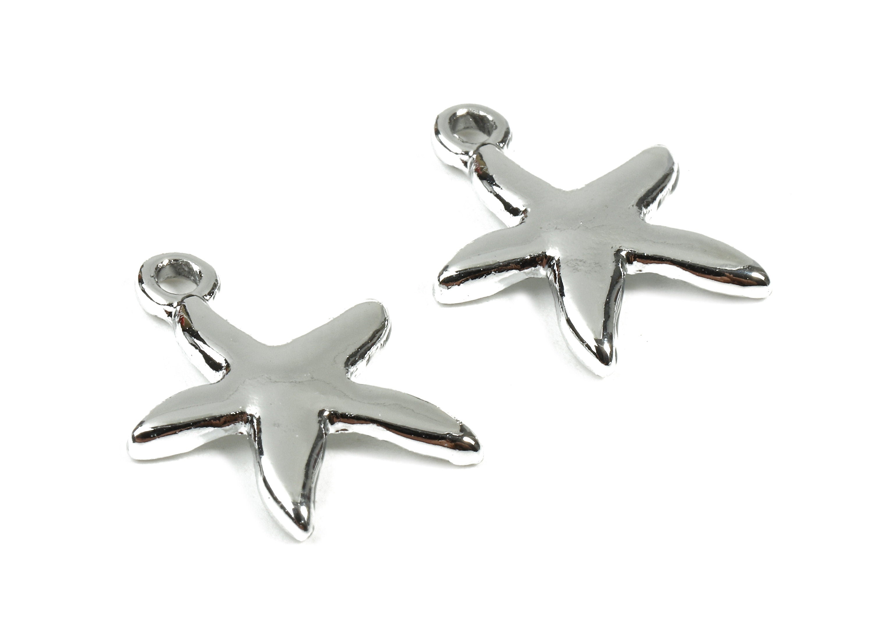 Alloy Starfish Clef Charms - Zinc Alloy Starfish Clef Earrings and Pendant - Silver Tone Plated - 17.75x14.37x1.78mm - ZZ1501 - DOMEDBAZAAR