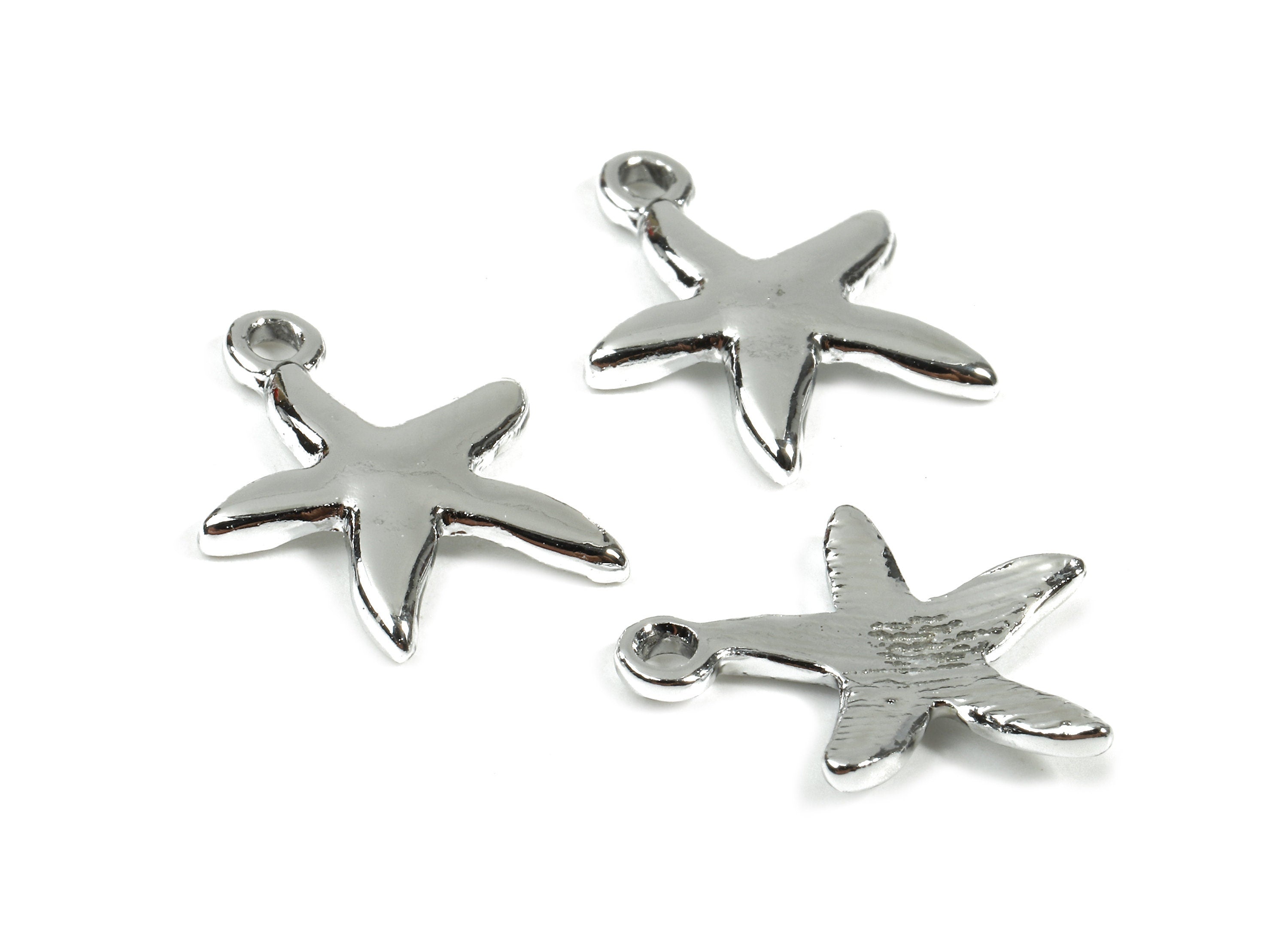 Alloy Starfish Clef Charms - Zinc Alloy Starfish Clef Earrings and Pendant - Silver Tone Plated - 17.75x14.37x1.78mm - ZZ1501 - DOMEDBAZAAR