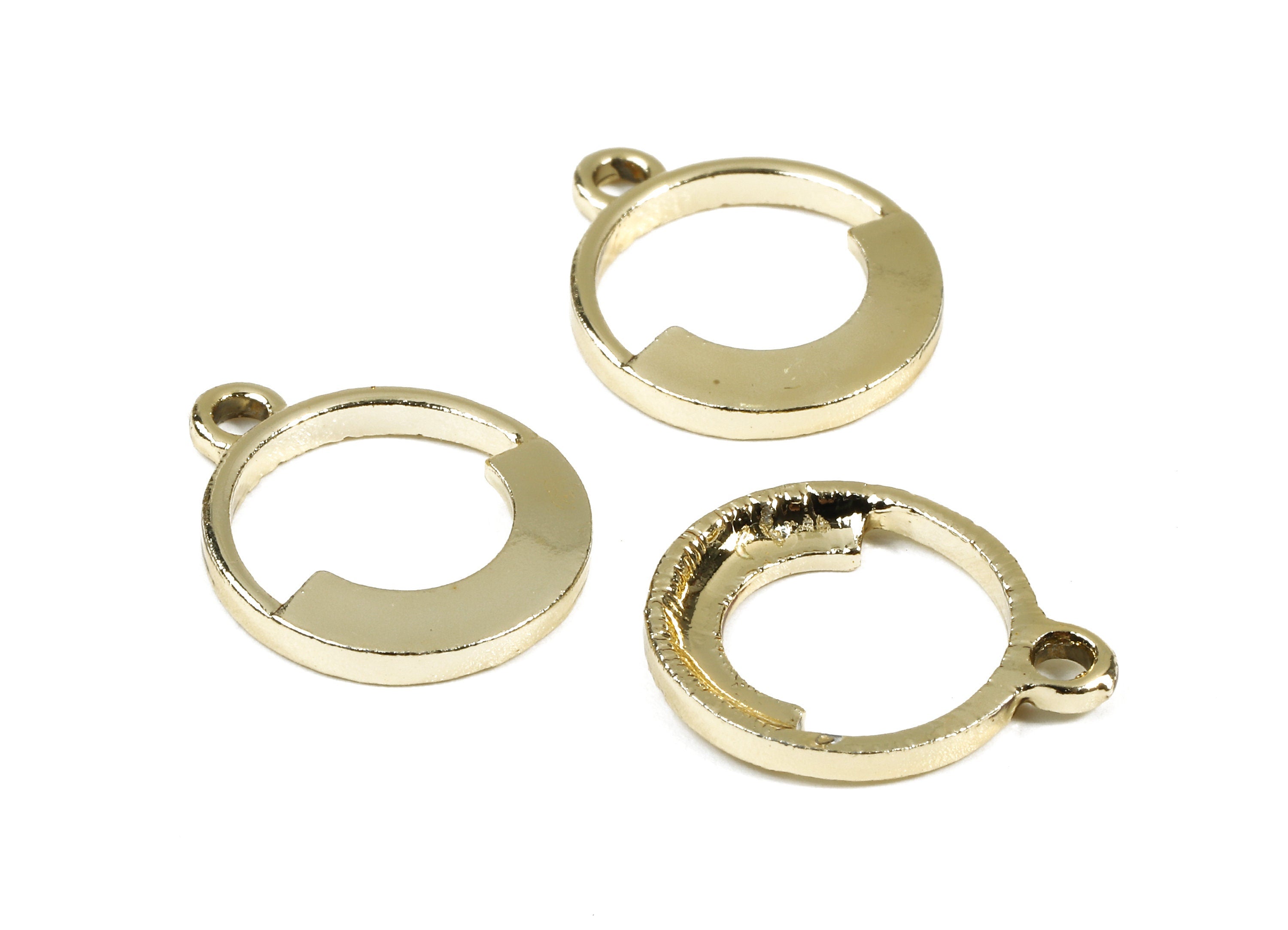 Alloy Round Charms - Zinc Alloy Round Earrings and Pendant - Gold Tone Plated - Earring Findings - 17.52x14.45x1.96mm - ZZ1504 - DOMEDBAZAAR