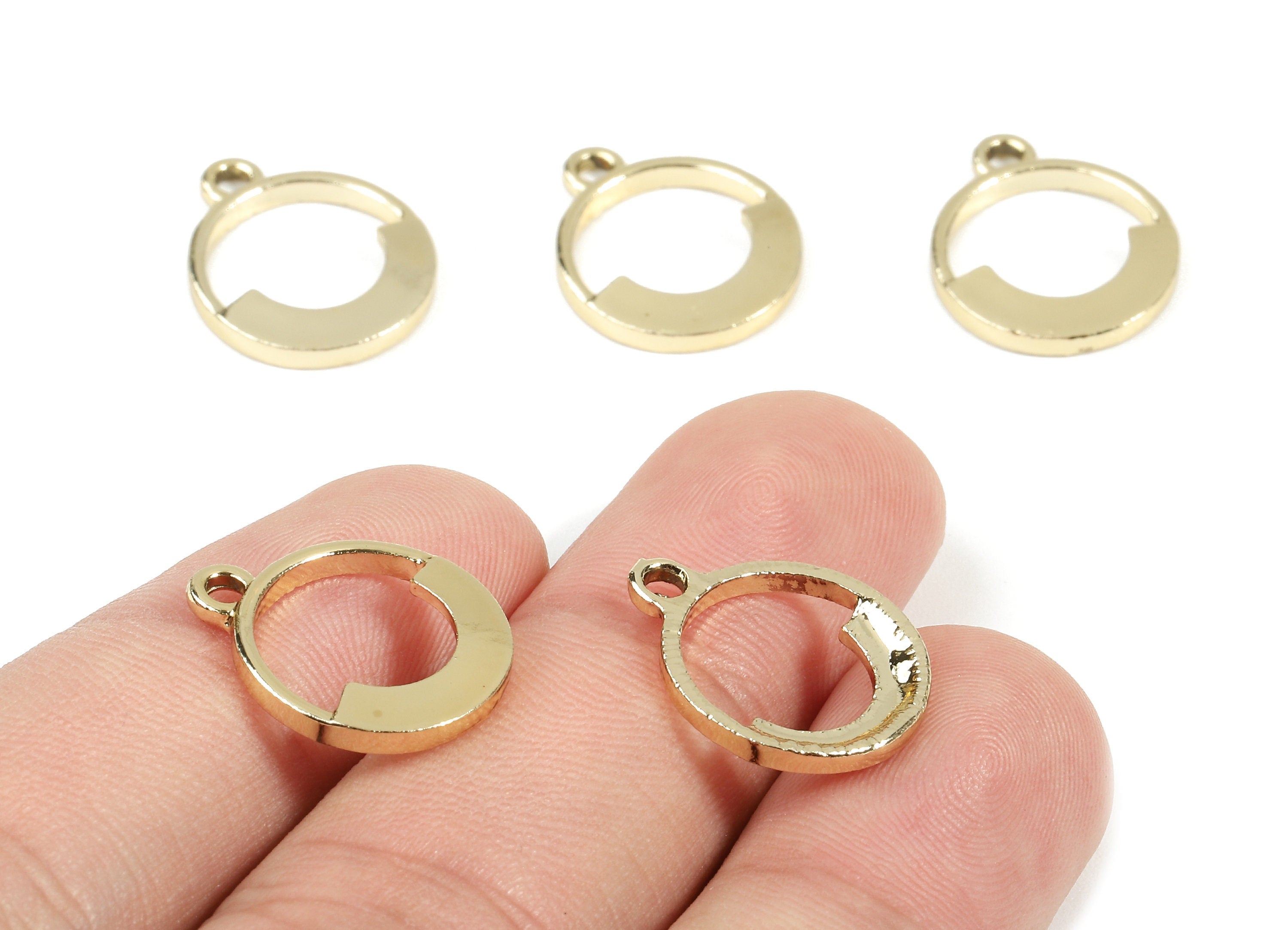 Alloy Round Charms - Zinc Alloy Round Earrings and Pendant - Gold Tone Plated - Earring Findings - 17.52x14.45x1.96mm - ZZ1504 - DOMEDBAZAAR