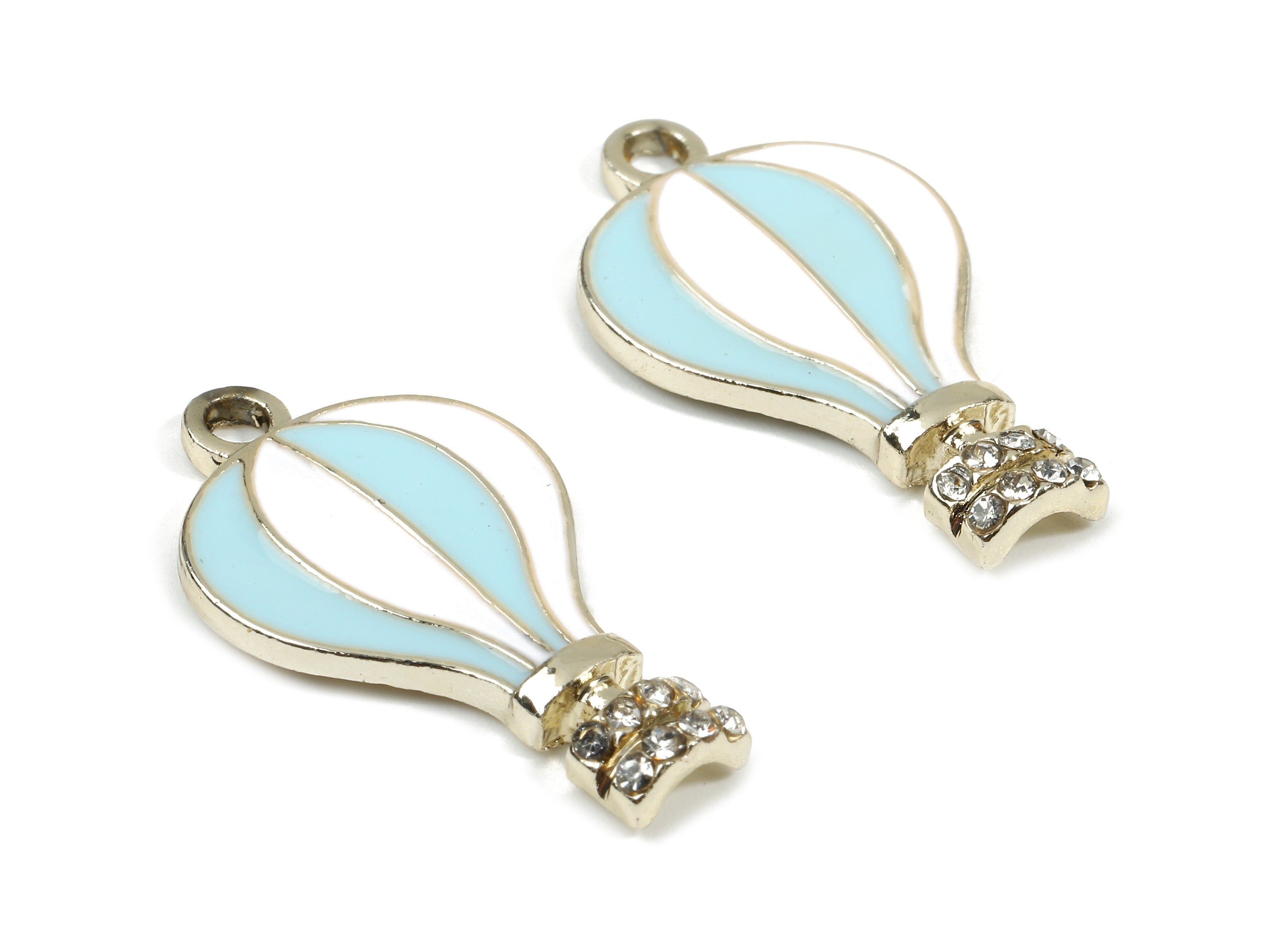 Alloy Hot Air Balloon Charms - Zinc Alloy Hot Air Balloon Enamel Pendant Earing - Gold Tone Plated - 27.08x15.37x3.32mm - ZZ1577 - DOMEDBAZAAR