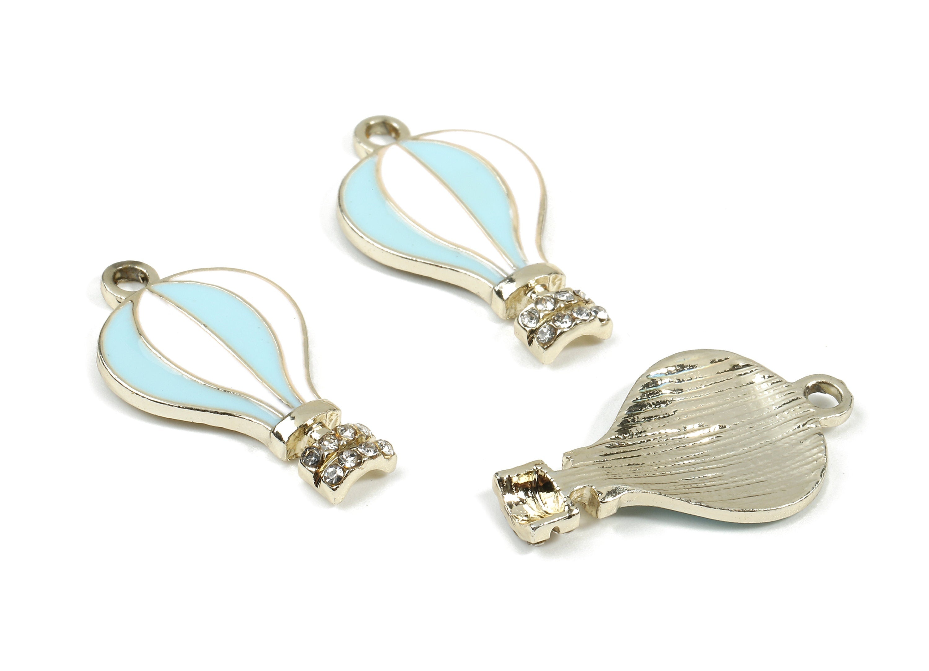 Alloy Hot Air Balloon Charms - Zinc Alloy Hot Air Balloon Enamel Pendant Earing - Gold Tone Plated - 27.08x15.37x3.32mm - ZZ1577 - DOMEDBAZAAR
