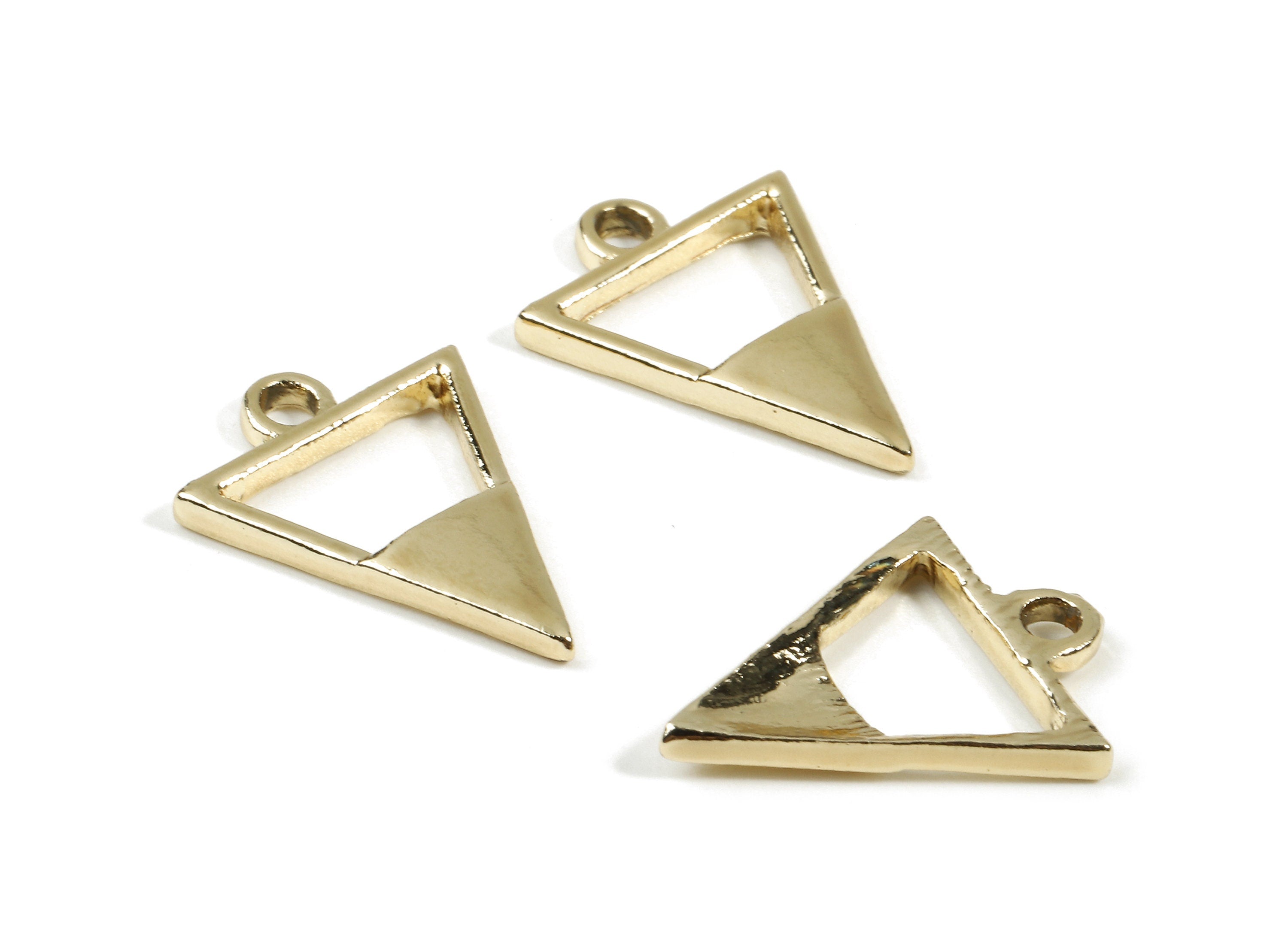 Alloy Triangle Charms - Zinc Alloy Triangle Earrings and Pendant - Gold Tone Plated - Earring Findings - 18.4x13.96x1.88mm - ZZ1522 - DOMEDBAZAAR