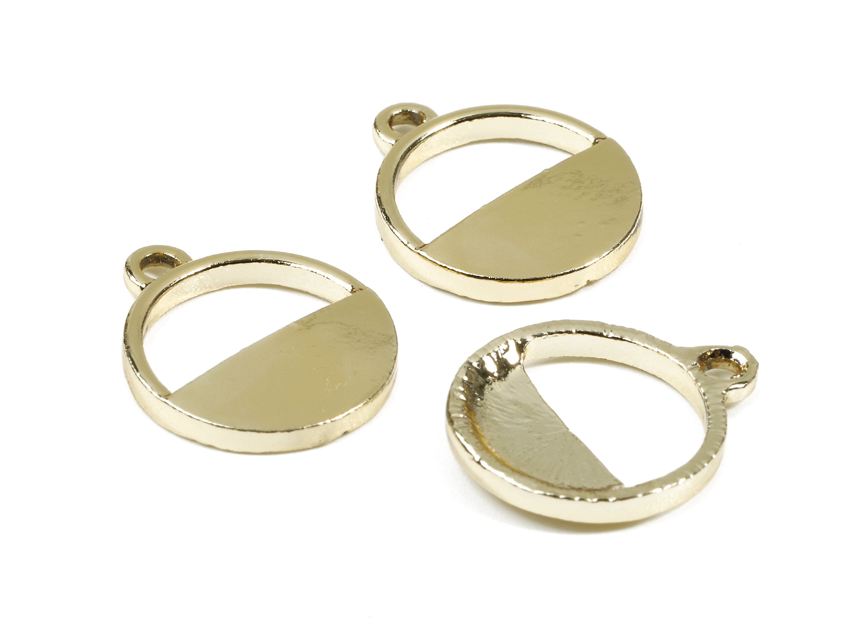 Alloy Round Charms - Zinc Alloy Round Earrings and Pendant - Gold Tone Plated - Earring Findings - 17.52x14.45x1.96mm - ZZ1506 - DOMEDBAZAAR