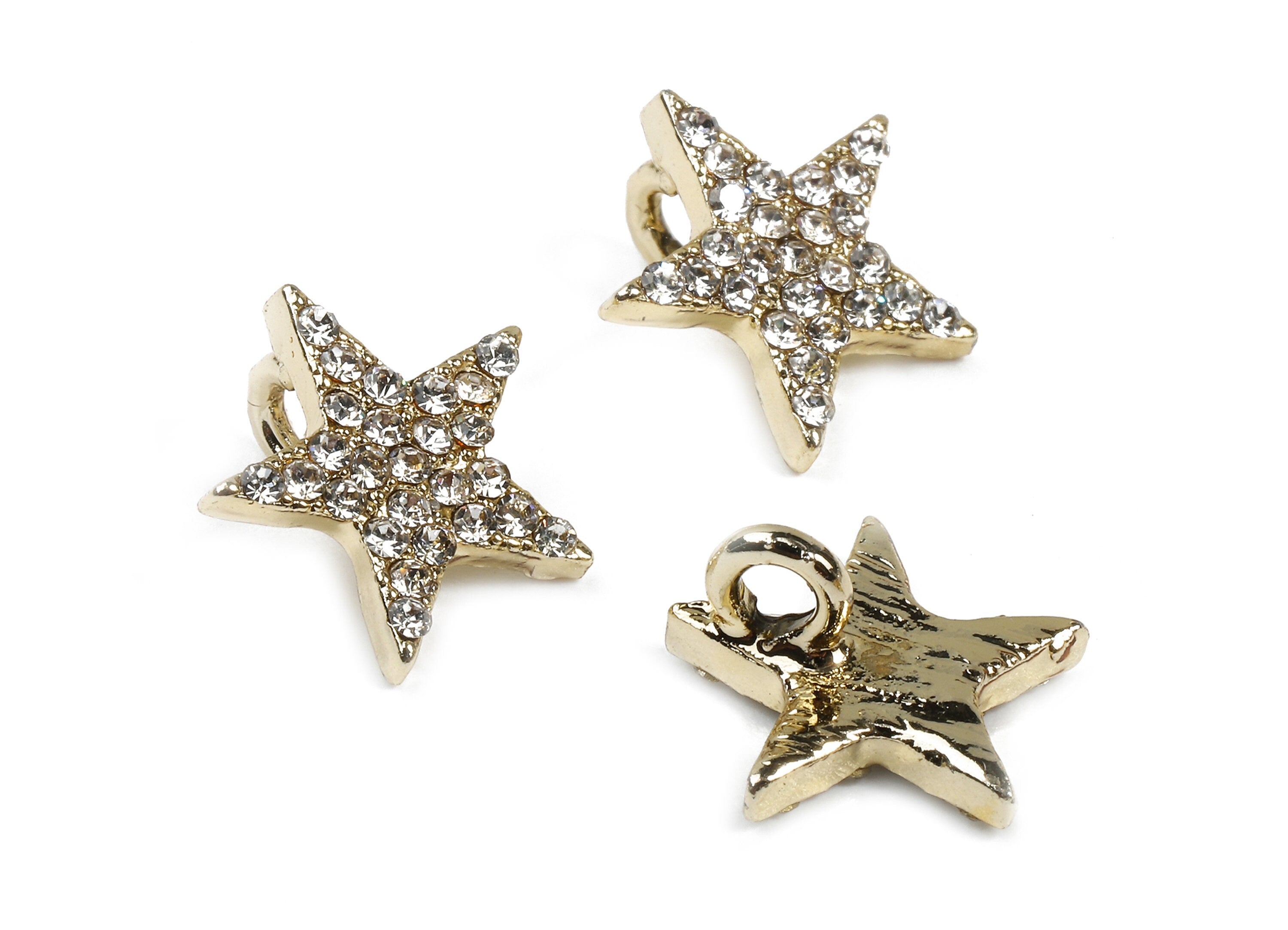 Alloy Star Charms - Zinc Alloy Star Earrings - Alloy Glass Beads Pendant - Star Gold Tone Plated - 12.01x12.01x2.19mm - ZZ1573 - DOMEDBAZAAR