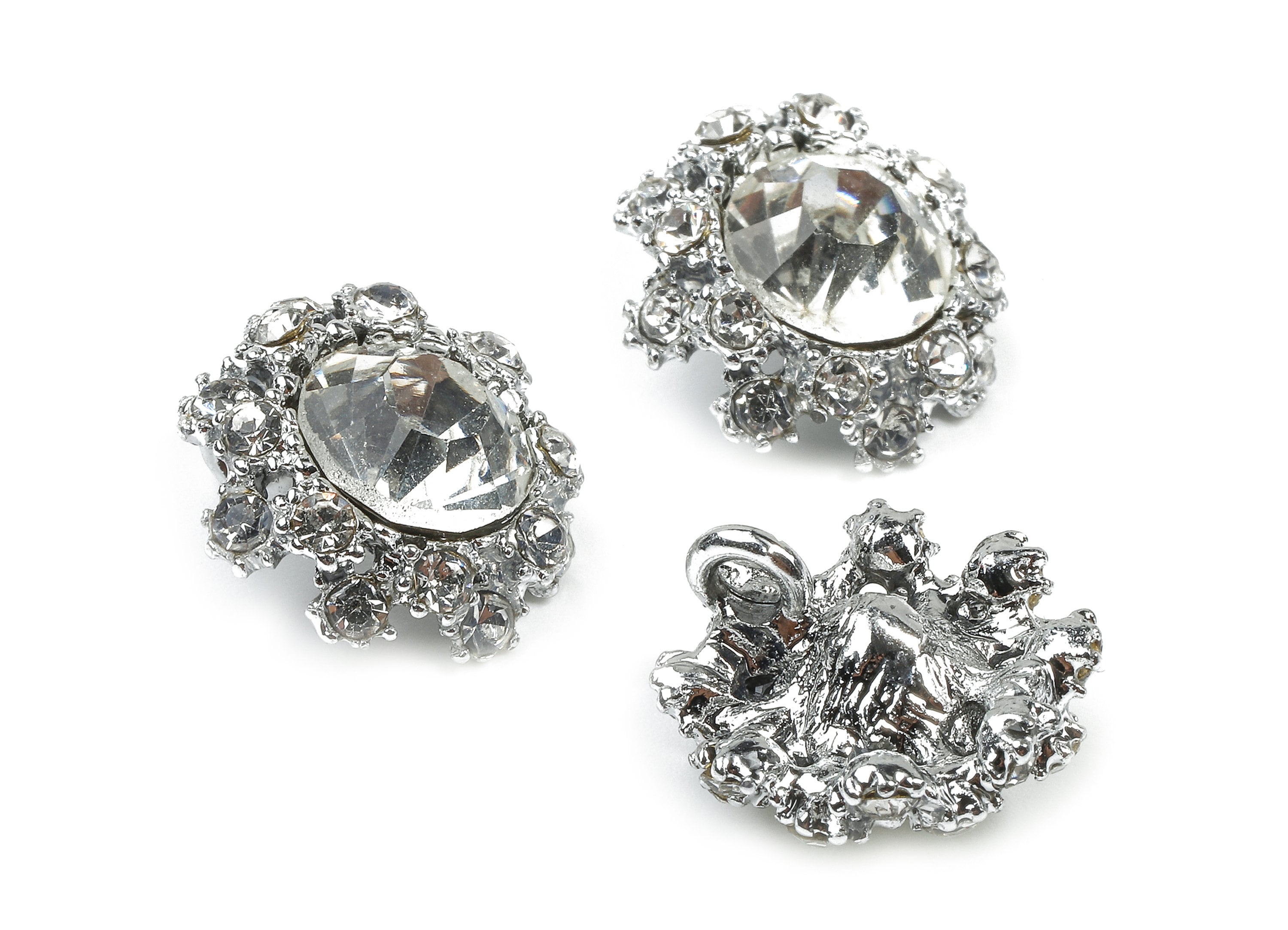 Alloy Round Charms - Zinc Alloy Round Earrings - Alloy Slass Beads Pendant - Silver Tone Plated - 15.29x15.29x4.32mm - ZZ1570 - DOMEDBAZAAR