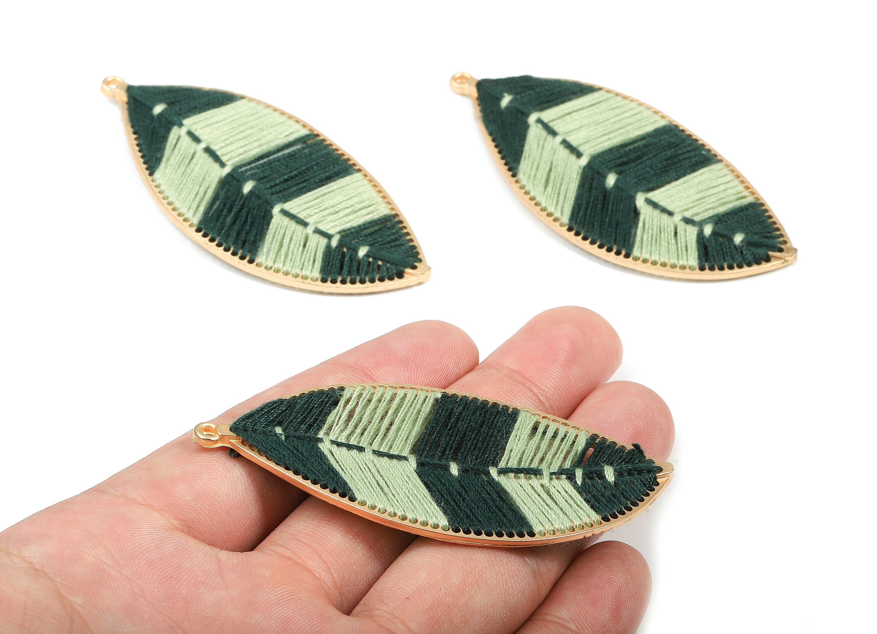 Alloy Cotton Leaf Charms - Knotting Leaf Earrings - Cotton Leaf Charms - Alloy Leaf Pendant - Gold Tone Plated - 73.3x34.95x2.66mm - ZZ1580G - DOMEDBAZAAR