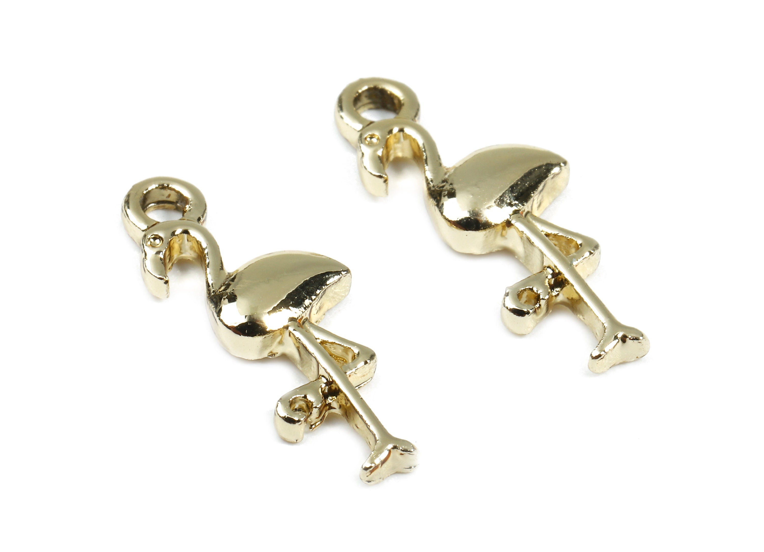 Alloy Flamingo Charms - Zinc Alloy Flamingo Earrings - Alloy Flamingo Pendant - Gold Tone Plated - 19.38x7.55x2.26mm - ZZ1468 - DOMEDBAZAAR