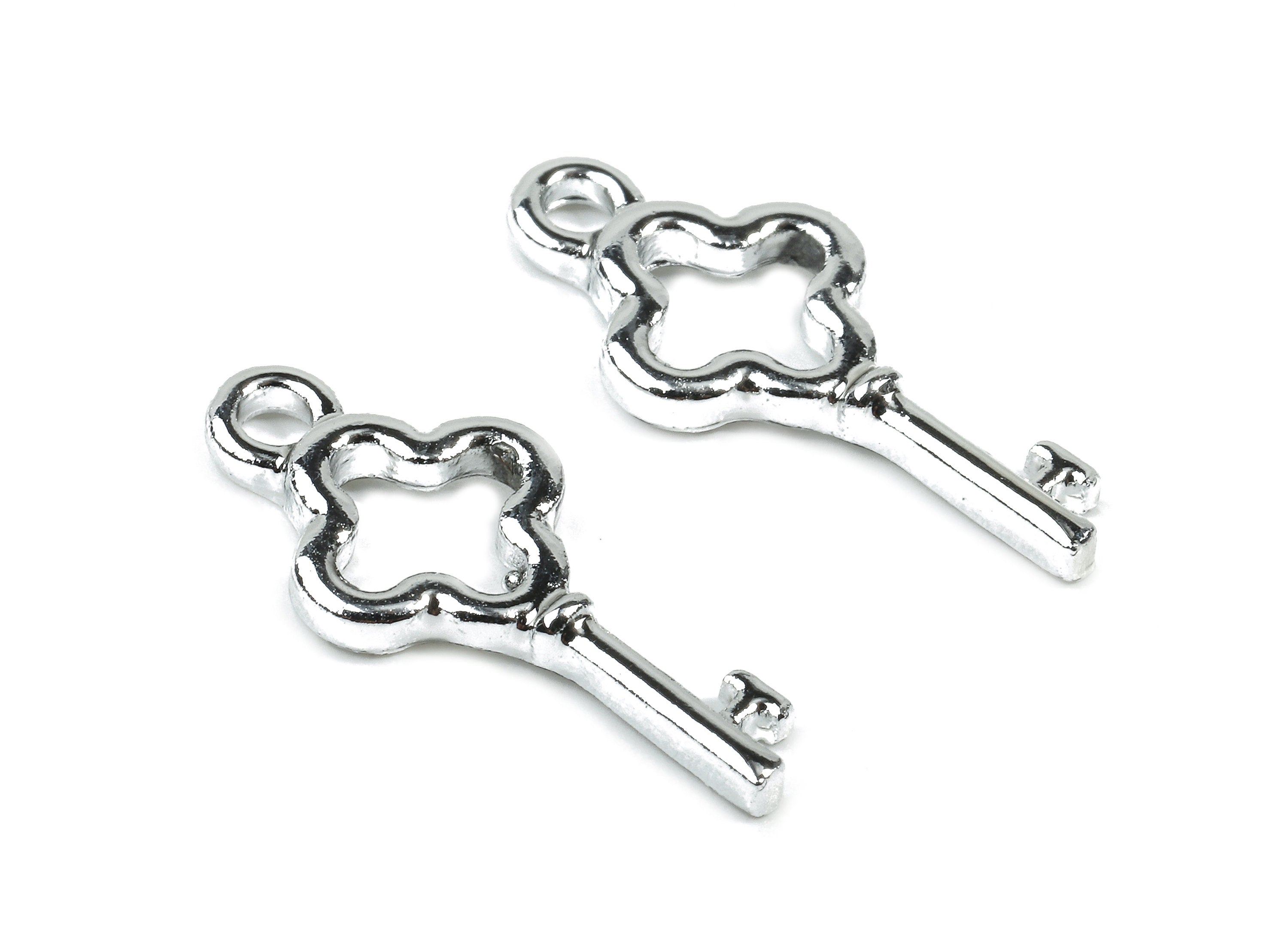 Alloy Key Charms - Zinc Alloy Key Earrings - Alloy Key Pendant - Silver Tone Plated - 20.07x8.7x1.8mm - ZZ1471 - DOMEDBAZAAR