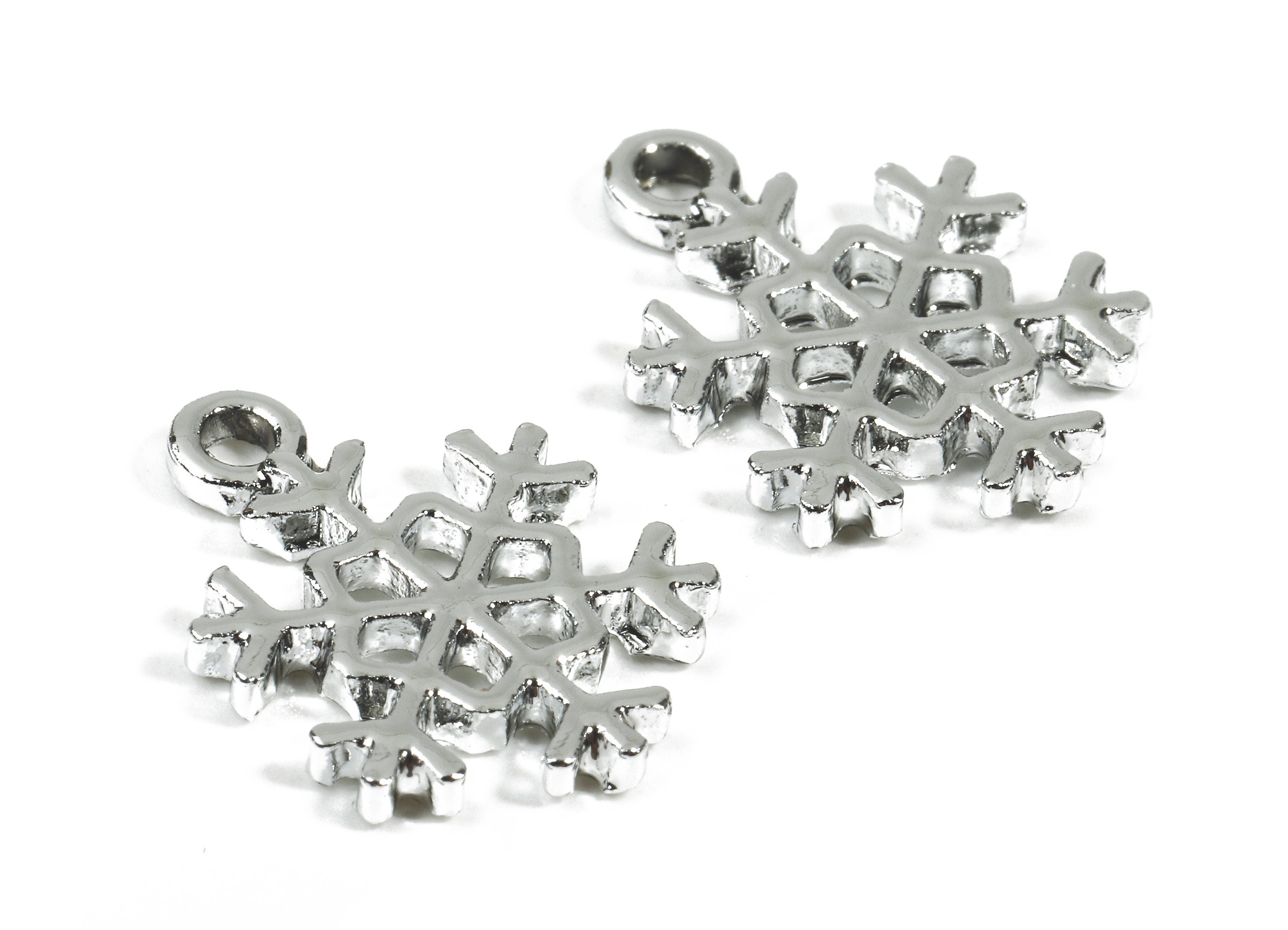 Alloy Snowflake Charms - Zinc Alloy Snowflake Earrings and Pendant - Silver Tone Plated - Earring Findings - 17.66x12.78x1.81mm - ZZ1509 - DOMEDBAZAAR