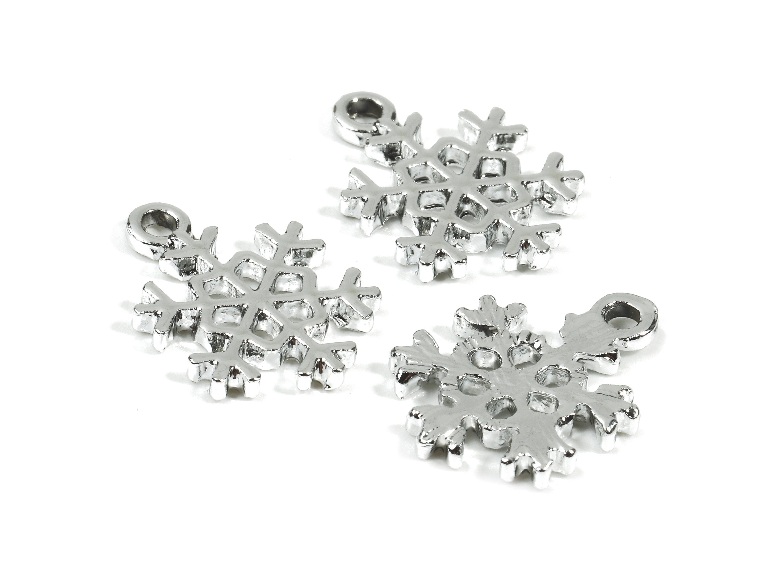 Alloy Snowflake Charms - Zinc Alloy Snowflake Earrings and Pendant - Silver Tone Plated - Earring Findings - 17.66x12.78x1.81mm - ZZ1509 - DOMEDBAZAAR