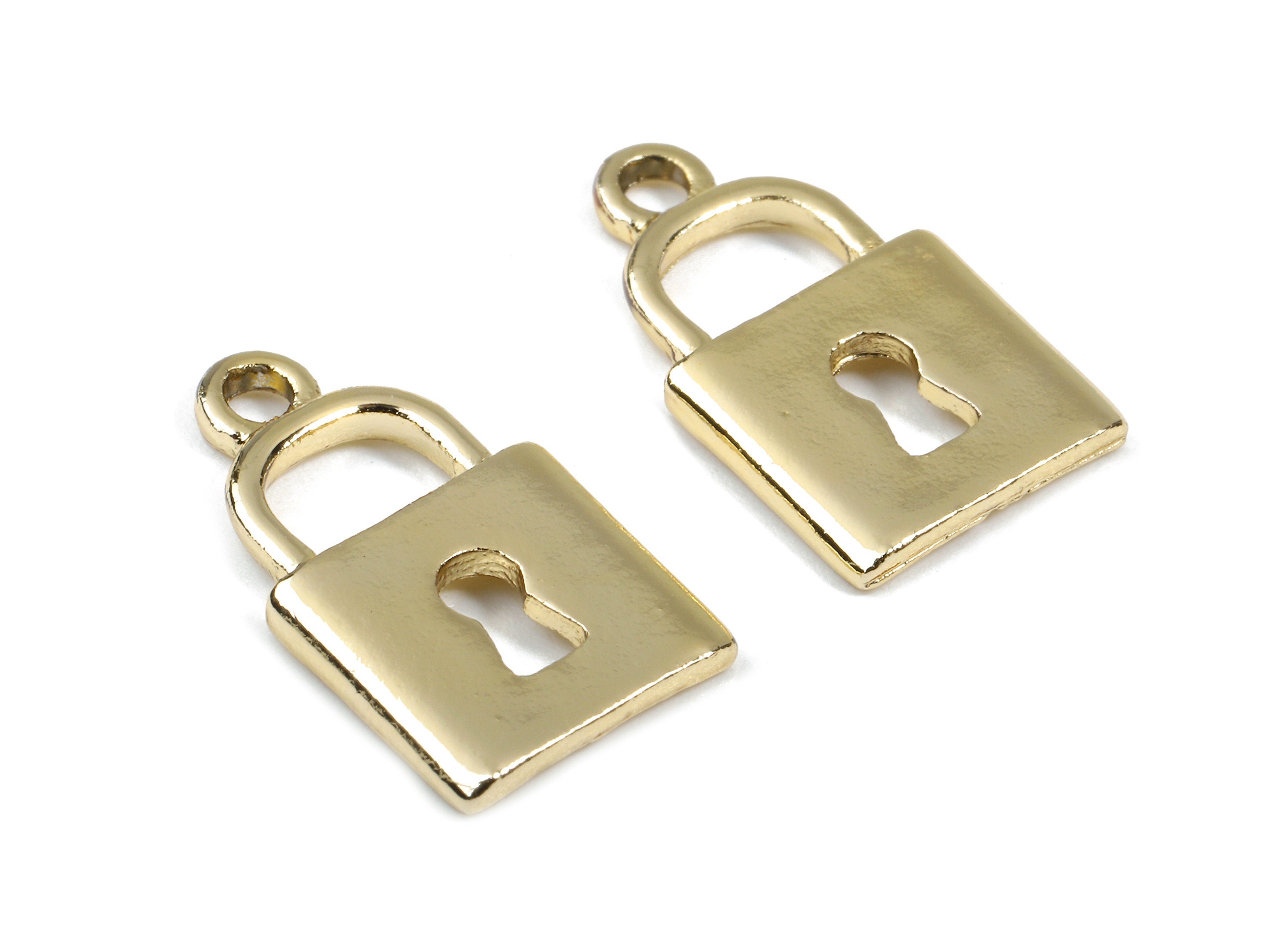 Alloy Lock Charms - Zinc Alloy Lock Earrings - Alloy Lock Pendant - Gold Tone Plated - 18.07x10.6x1.63mm - ZZ1476 - DOMEDBAZAAR