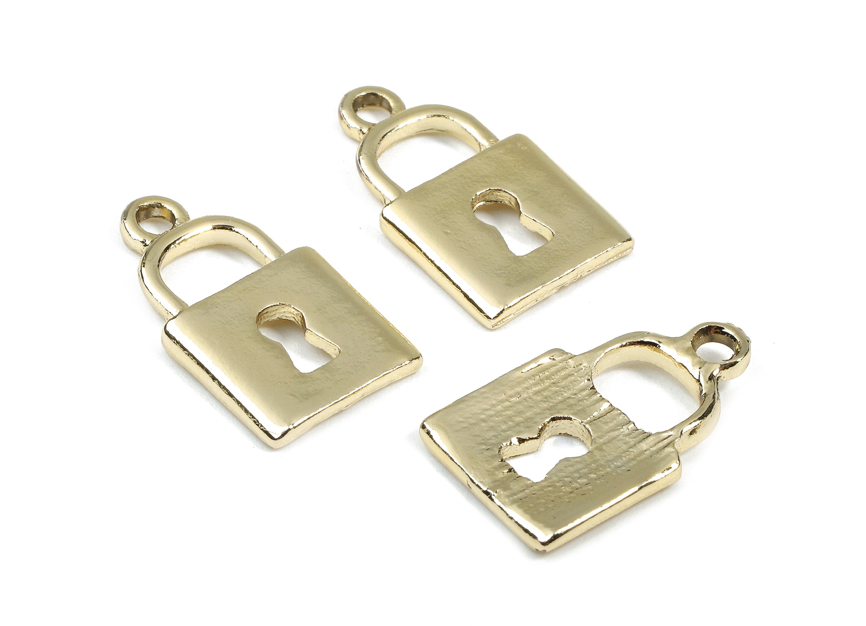 Alloy Lock Charms - Zinc Alloy Lock Earrings - Alloy Lock Pendant - Gold Tone Plated - 18.07x10.6x1.63mm - ZZ1476 - DOMEDBAZAAR