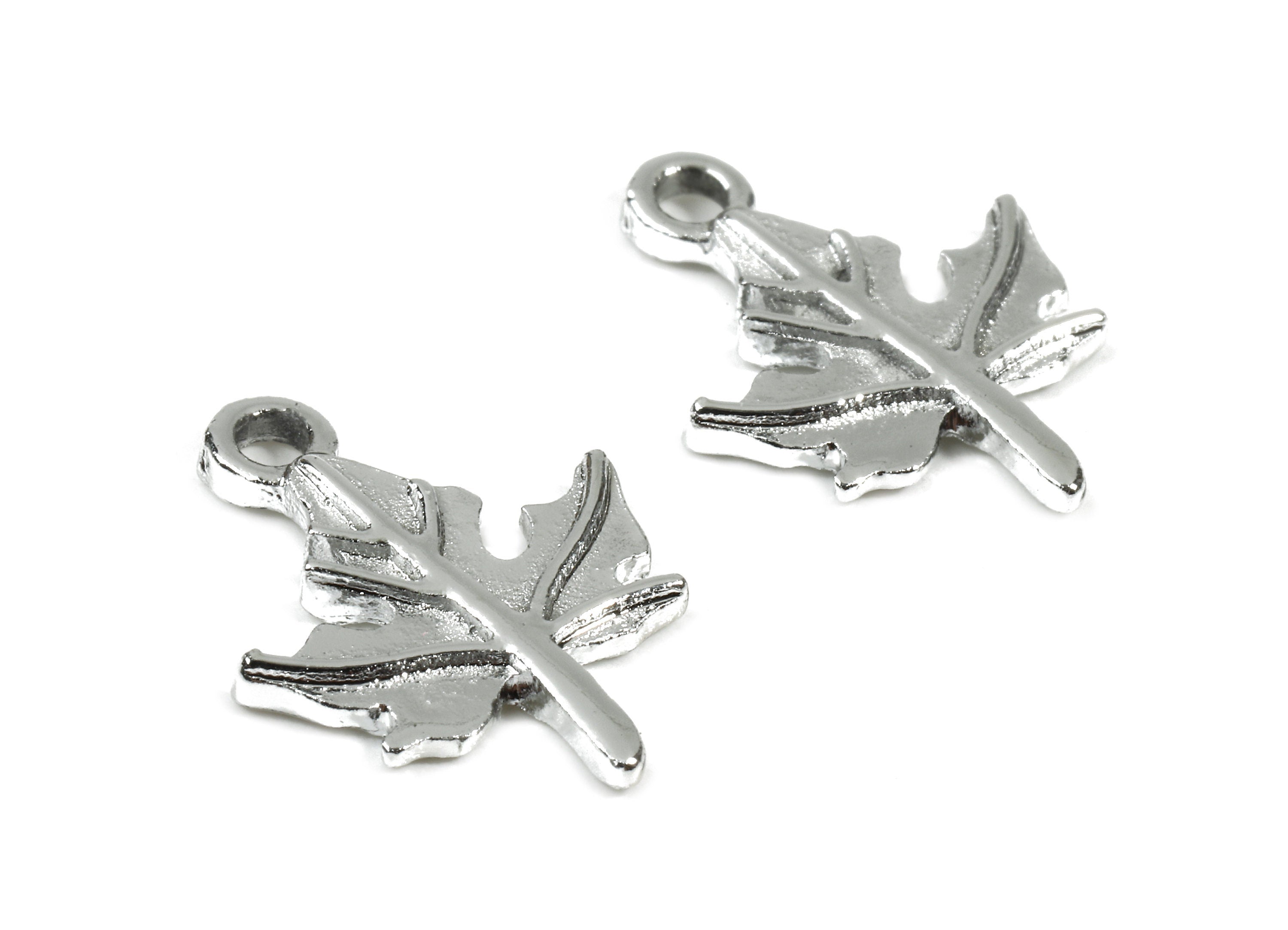 Alloy Leaf Clef Charms - Zinc Alloy Leaf Clef Earrings and Pendant - Silver Tone Plated Pendant - 17.62x13.37x1.85mm - ZZ1495 - DOMEDBAZAAR