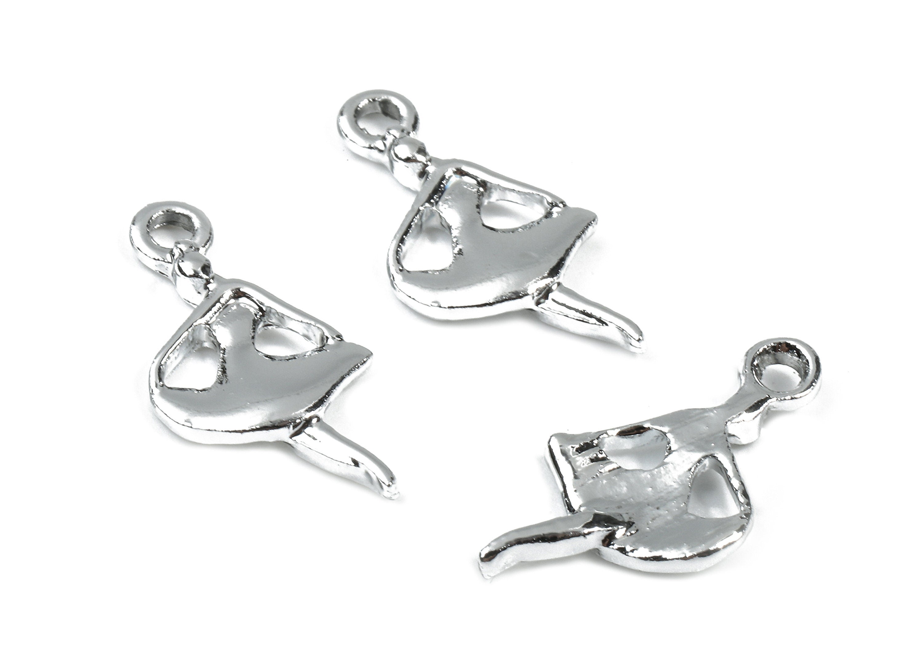 Alloy Ballerina Charms - Zinc Alloy Ballerina Earrings - Alloy Ballerina Pendant - Silver Tone Plated - 19.73x9.89x1.91mm - ZZ1479 - DOMEDBAZAAR
