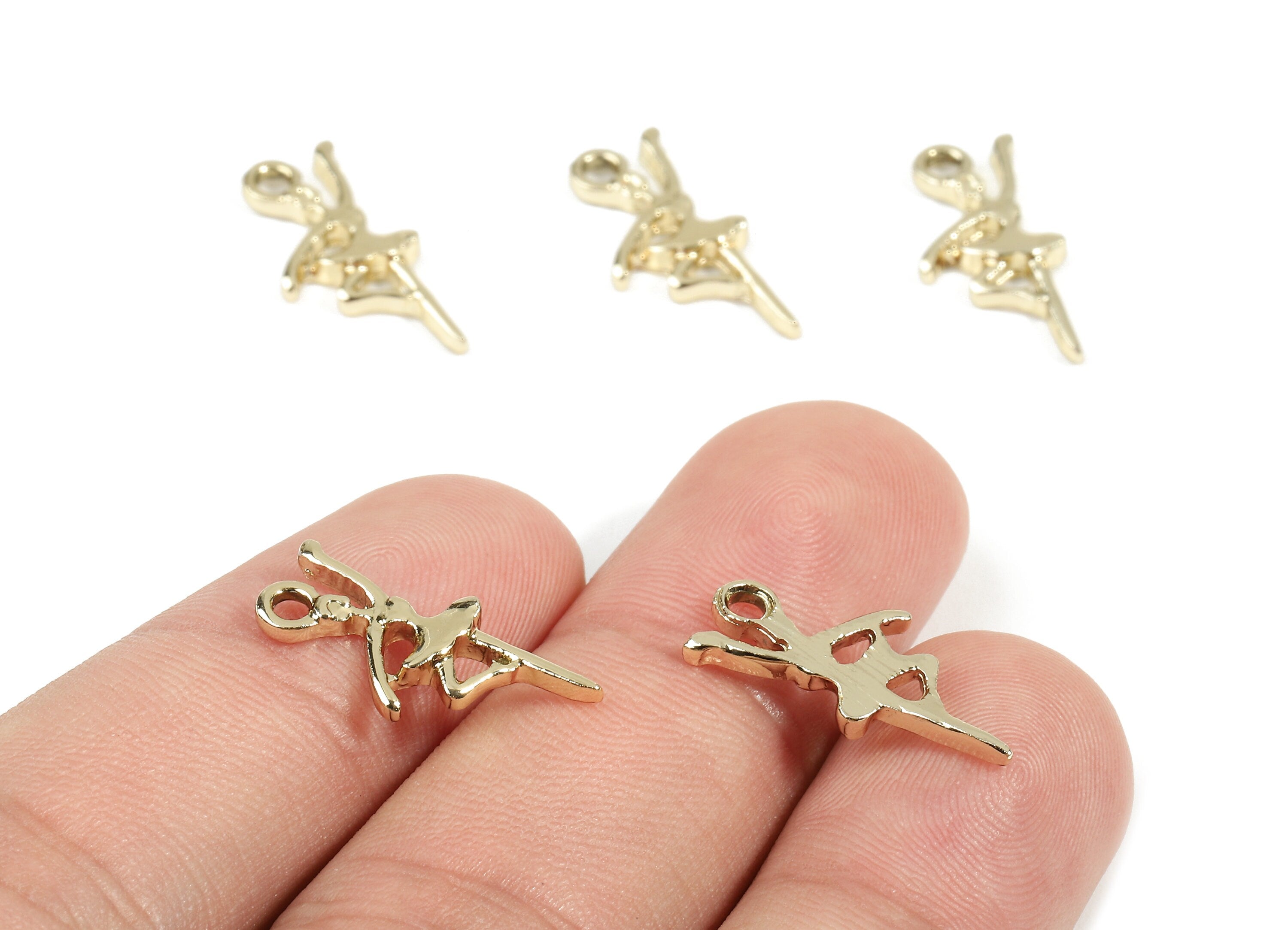 Alloy Ballerina Charms - Zinc Alloy Ballerina Earrings and Pendant - Gold Tone Plated - Earrings Finding - 19.19x9.13x2.12mm - ZZ1512 - DOMEDBAZAAR