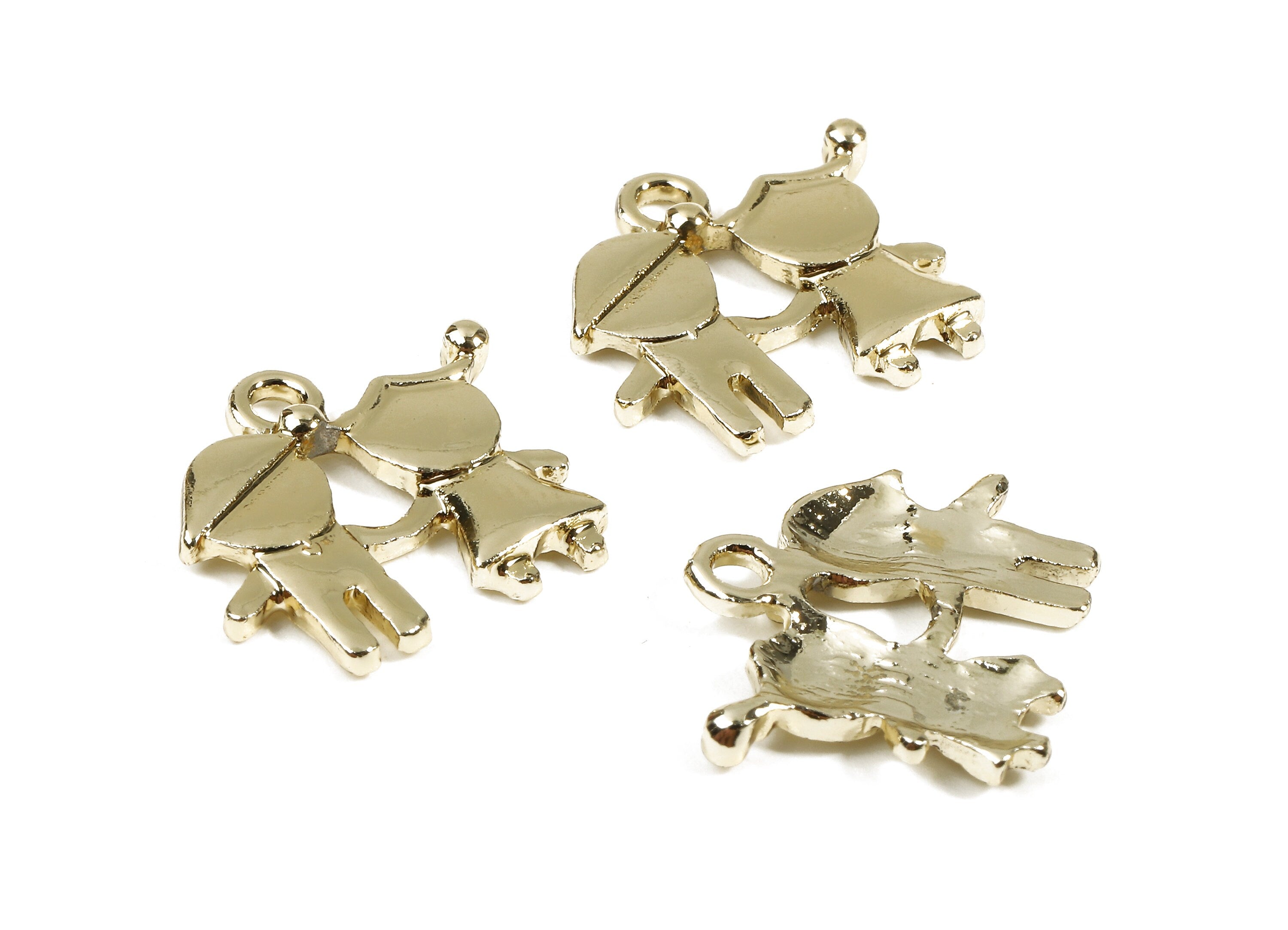 Alloy Kids Charms - Zinc Alloy Kids Earrings and Pendant - Gold Tone Plated - Earrings Finding - 15.65x14.9x1.74mm - ZZ1516 - DOMEDBAZAAR