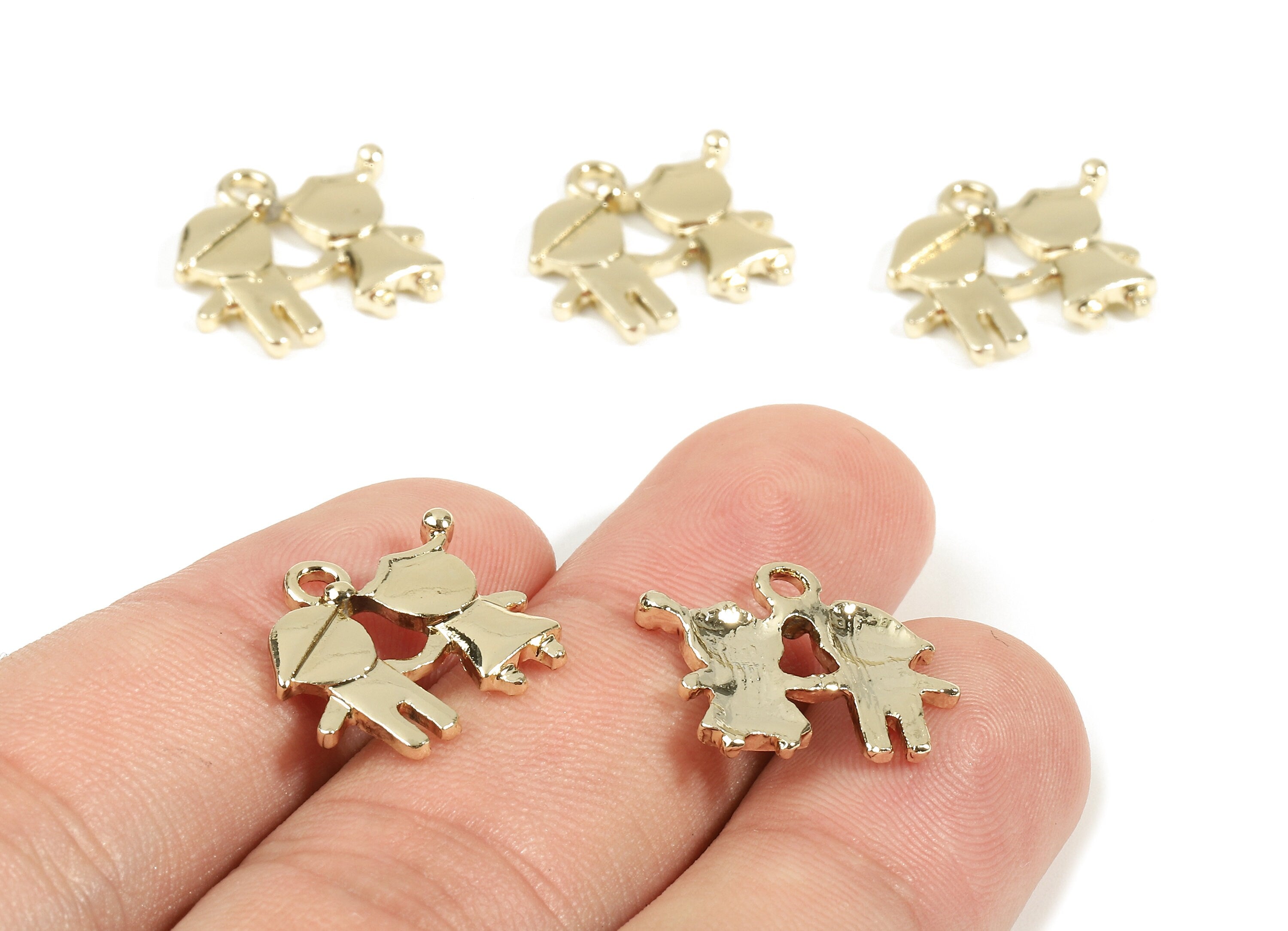 Alloy Kids Charms - Zinc Alloy Kids Earrings and Pendant - Gold Tone Plated - Earrings Finding - 15.65x14.9x1.74mm - ZZ1516 - DOMEDBAZAAR