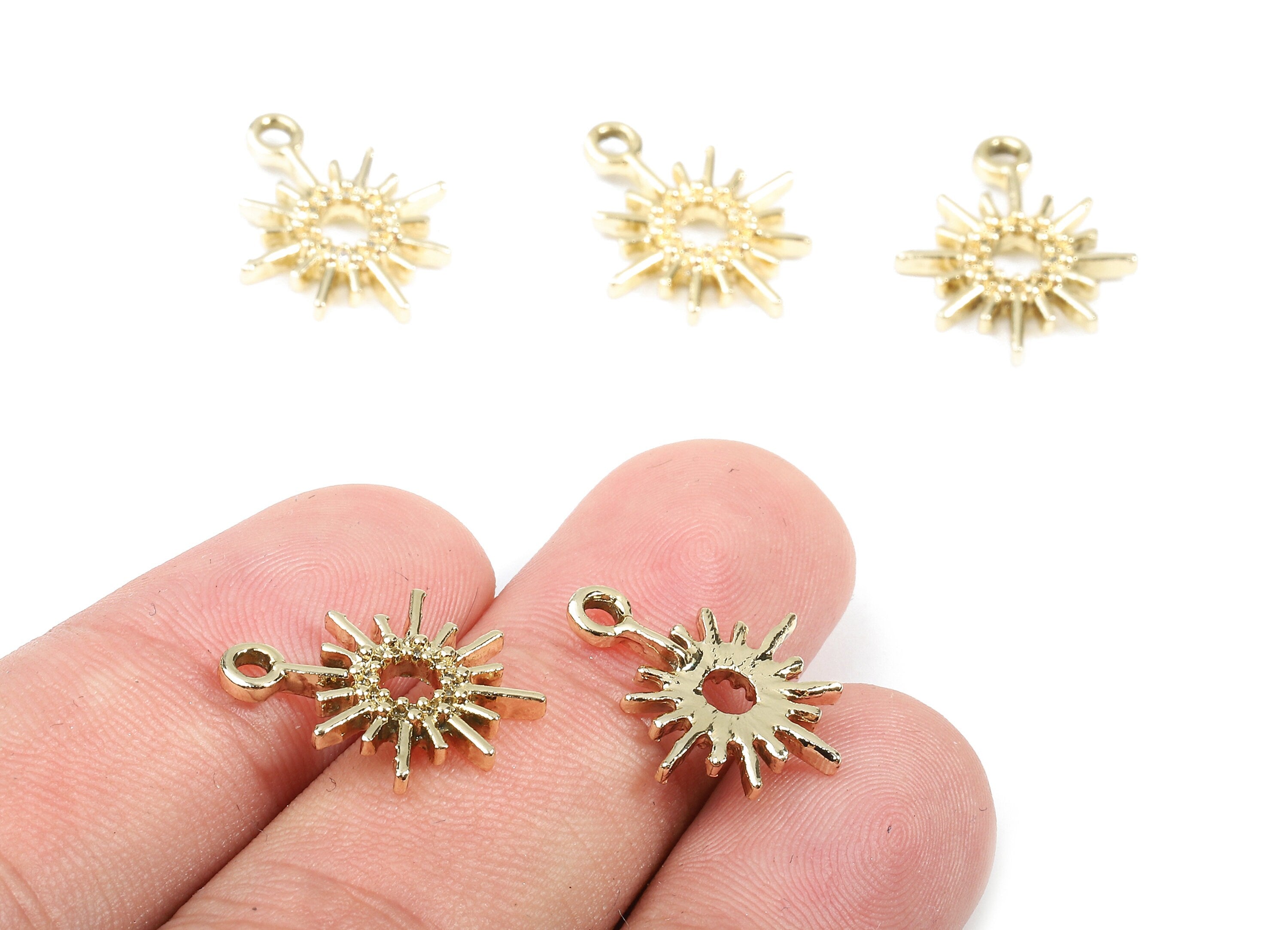 Alloy Sun Charms - Zinc Alloy Sun Earrings - Alloy Sun Pendant - Gold Tone Plated -  18.2x15.12x2.07mm - ZZ1484 - DOMEDBAZAAR