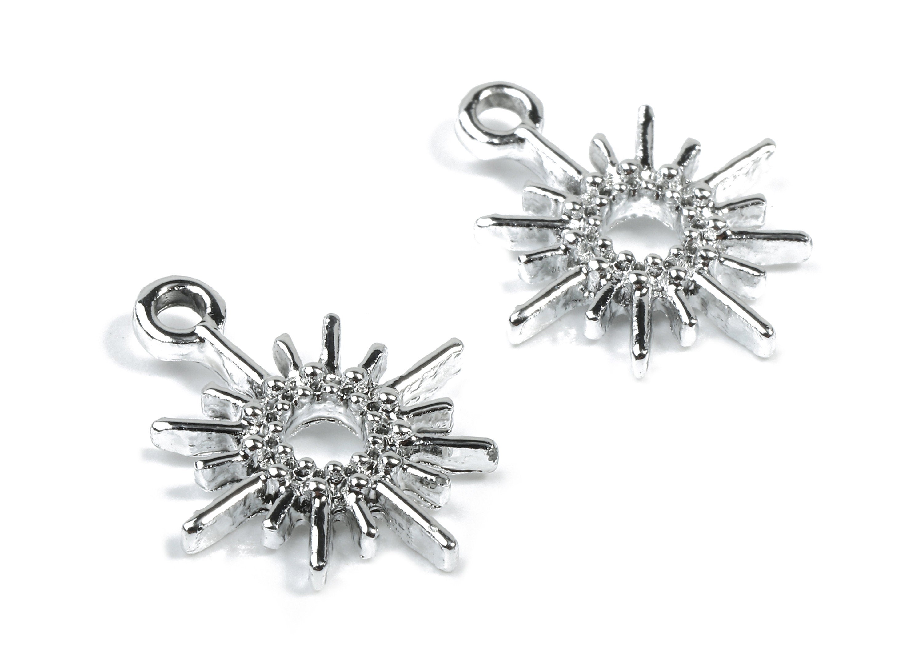 Alloy Sun Charms - Zinc Alloy Sun Earrings - Alloy Sun Pendant - Silver Tone Plated -  18.2x15.12x2.07mm - ZZ1485 - DOMEDBAZAAR