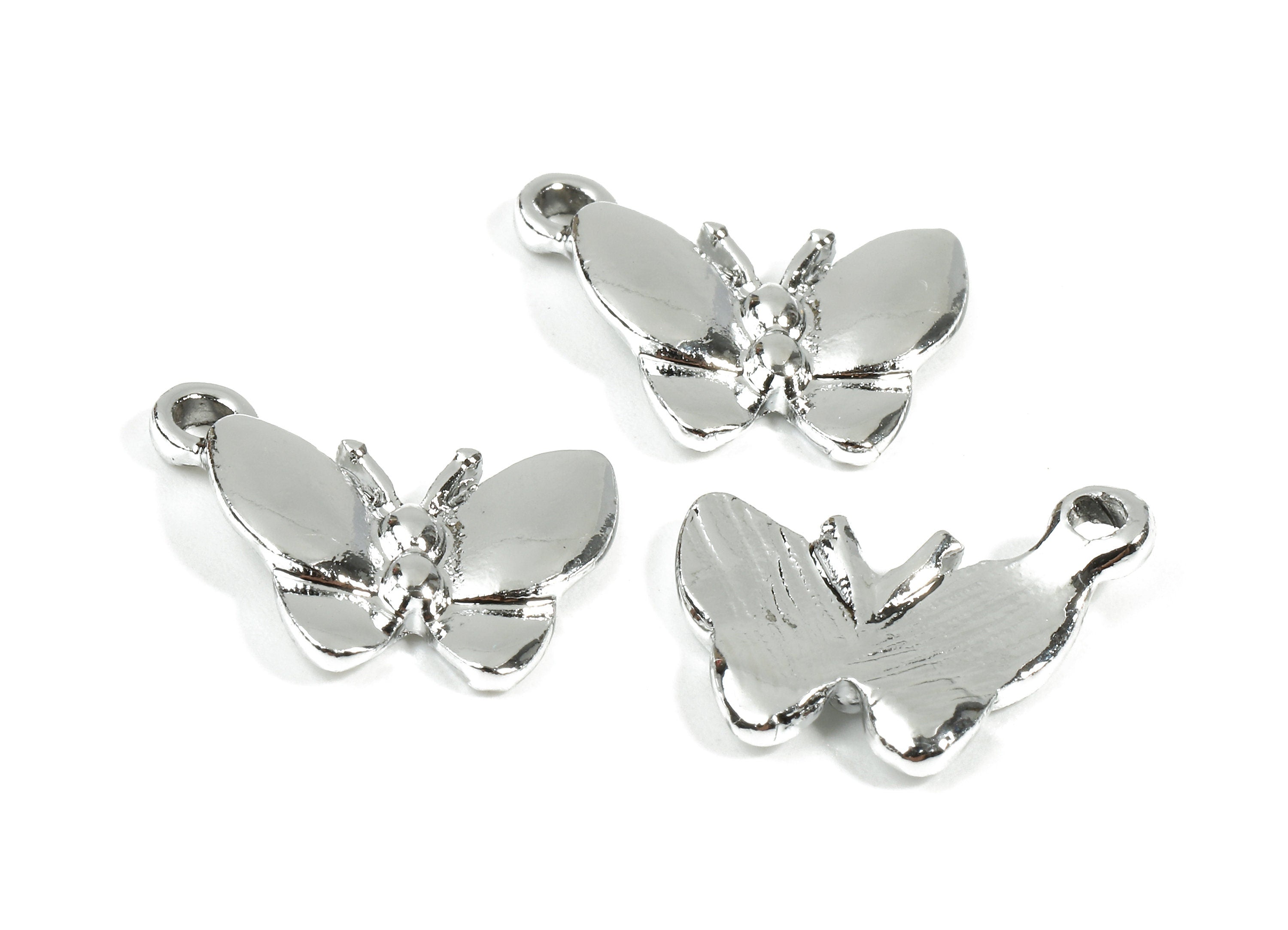 Alloy Butterfly Charms - Zinc Alloy Butterfly Earrings and Pendant - Silver Tone Plated - Earrings Finding - 16.2x13.73x1.9mm - ZZ1521 - DOMEDBAZAAR