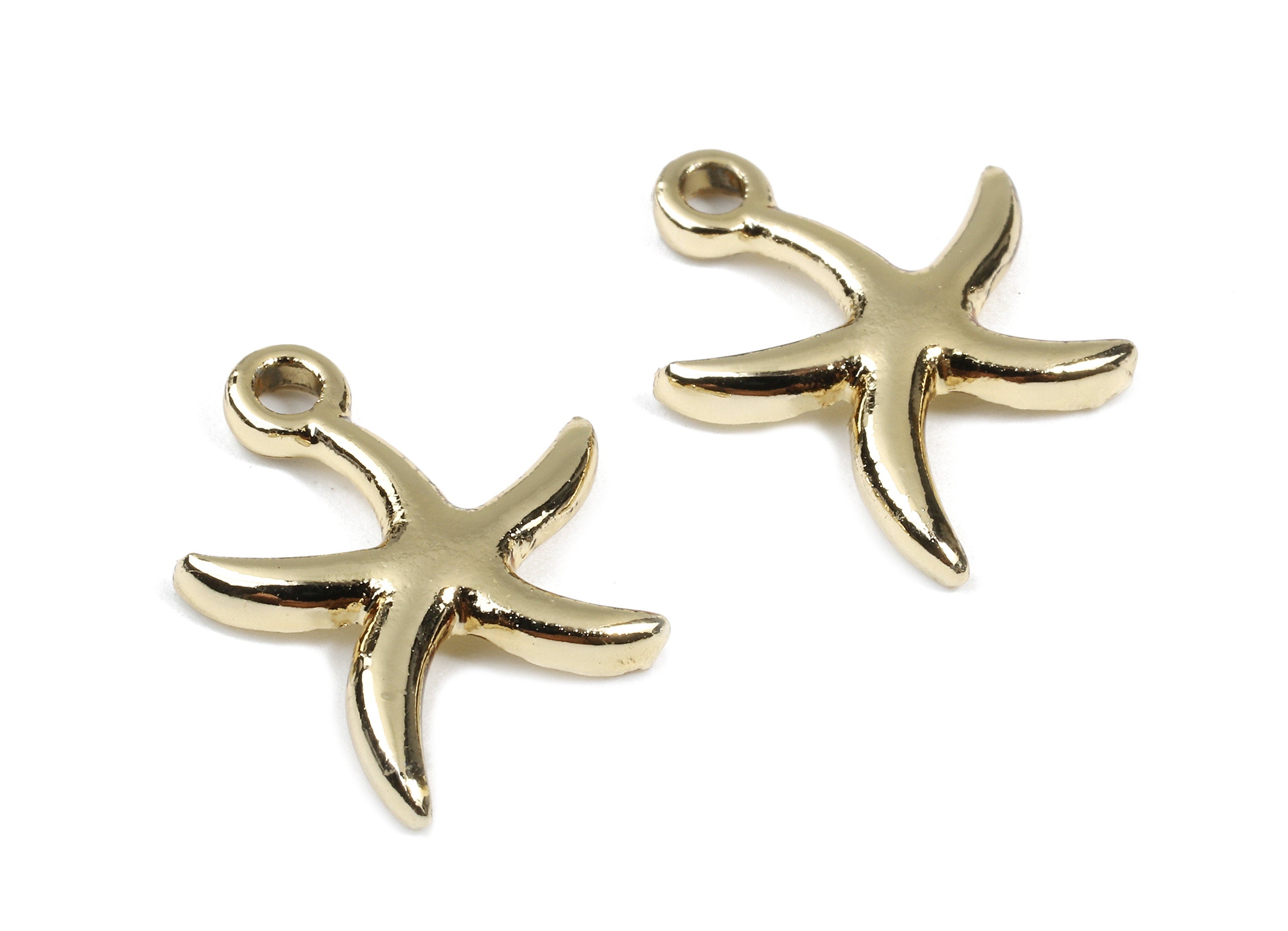 Alloy Starfish Charms - Zinc Alloy Starfish Earrings and Pendant - Gold Tone Plated - 16.25x13.81x1.85mm - ZZ1480 - DOMEDBAZAAR