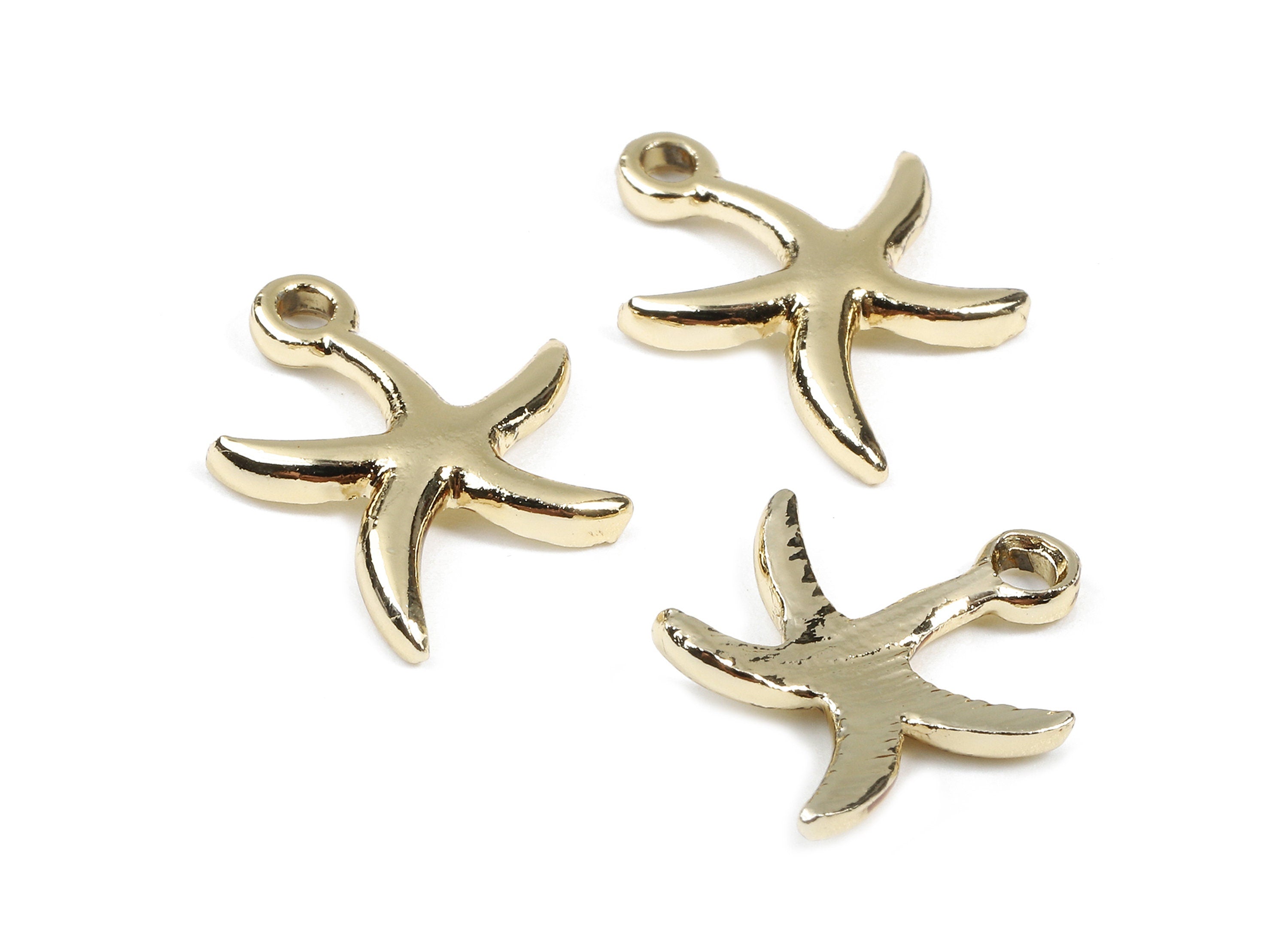 Alloy Starfish Charms - Zinc Alloy Starfish Earrings and Pendant - Gold Tone Plated - 16.25x13.81x1.85mm - ZZ1480 - DOMEDBAZAAR