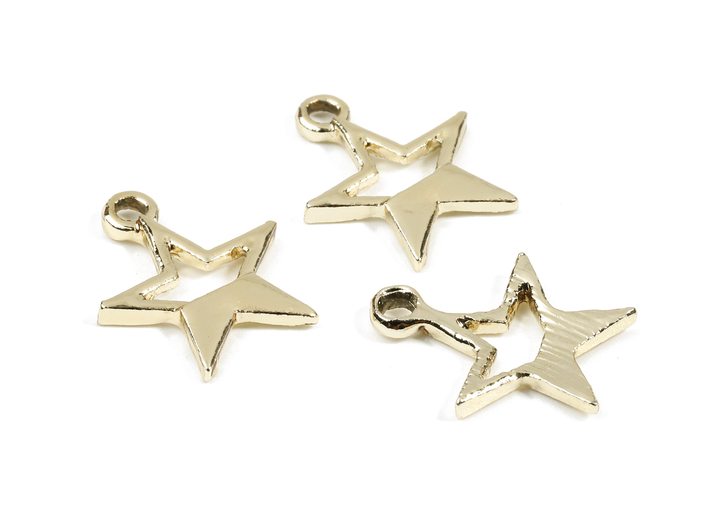 Alloy Star Charms - Zinc Alloy Star Earrings and Pendant - Gold Tone Plated - Earrings Finding - 16.83x13.82x1.55mm - ZZ1524 - DOMEDBAZAAR